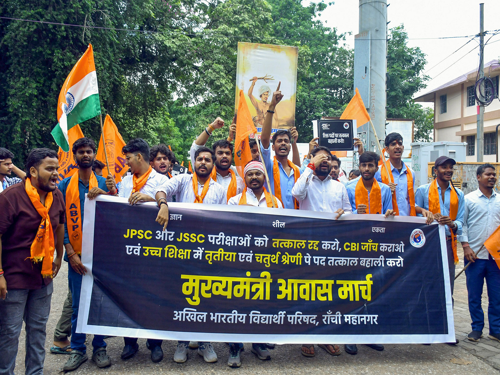 ABVP protest against alleged paper leak of JPSC exam near CM's residence in Ranchi (File Photo/ANI)