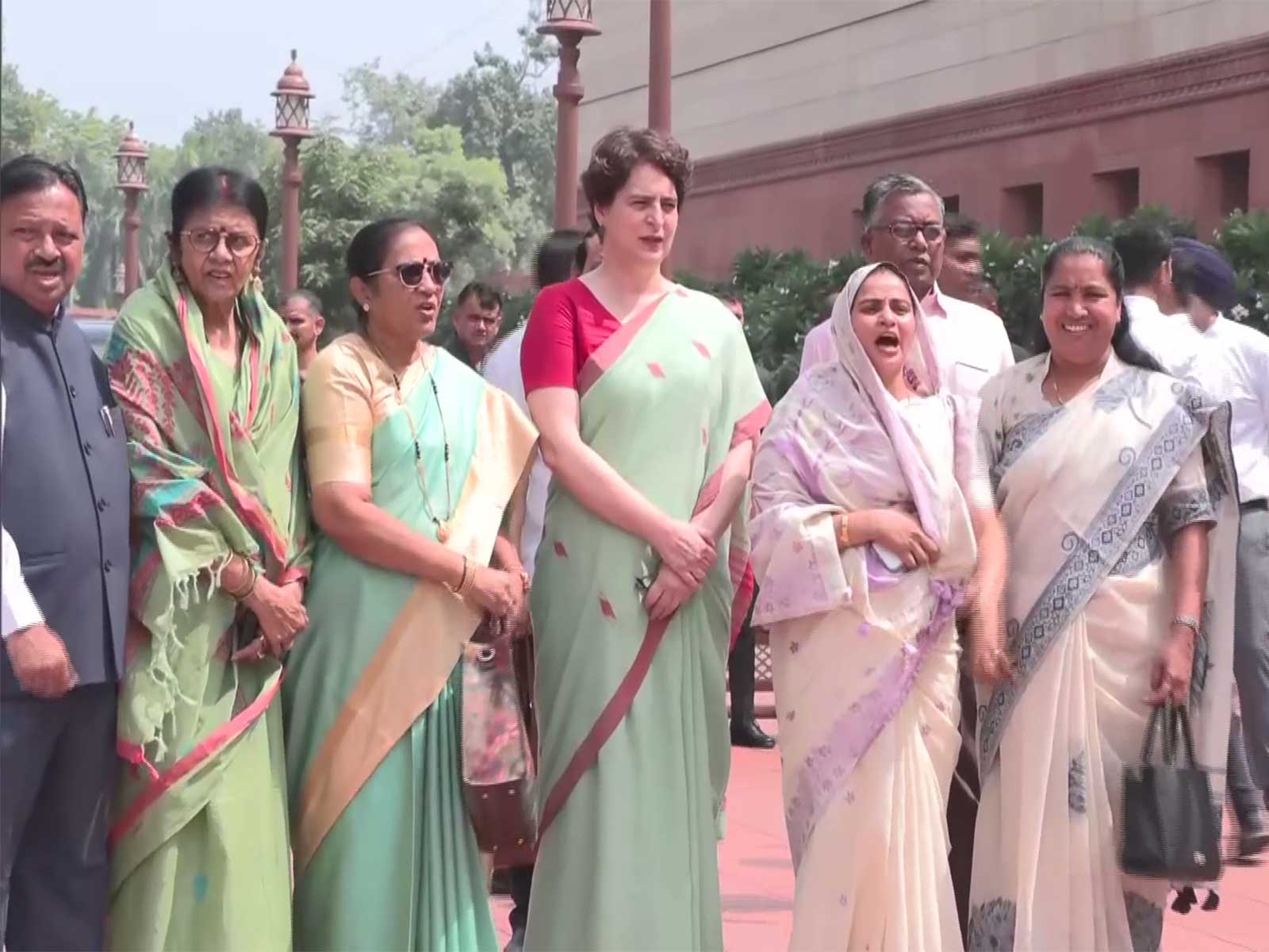 Opposition protest in Parliament (Photo: ANI)