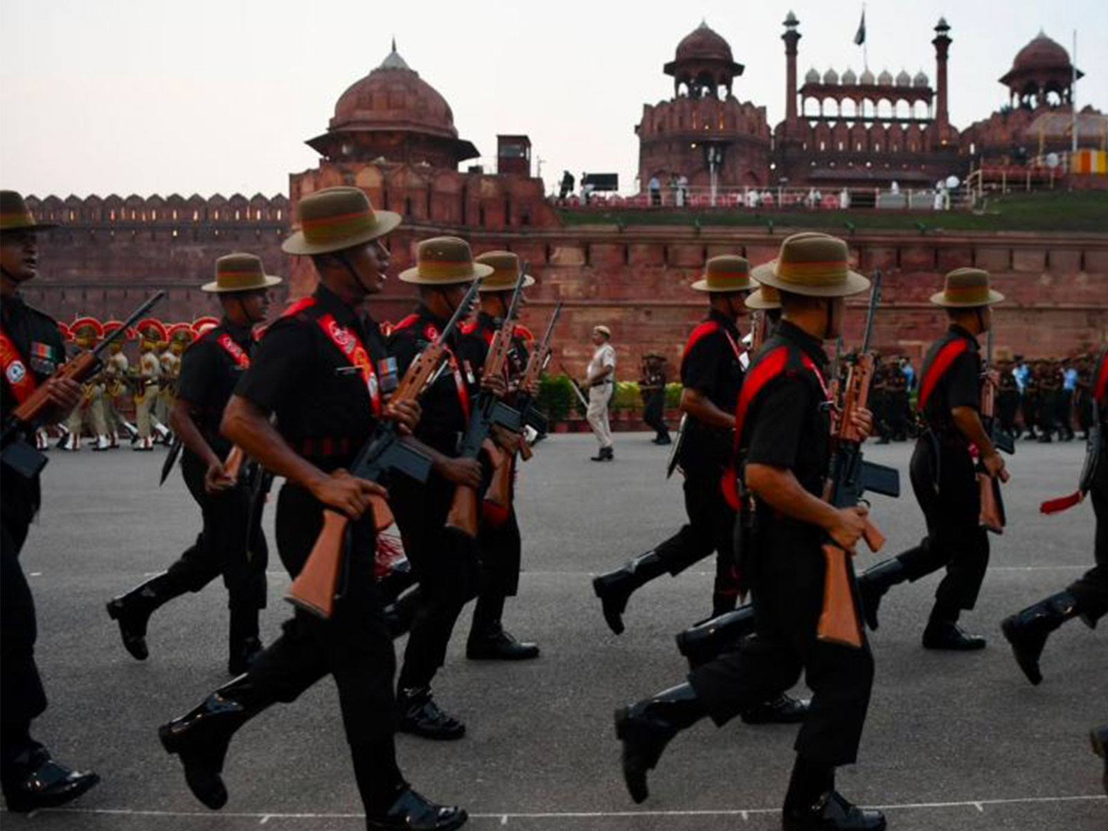 In the run-up to the 80th Independence Day celebrations, a full-dress rehearsal underway at the Red Fort. (Photo: ANI) 