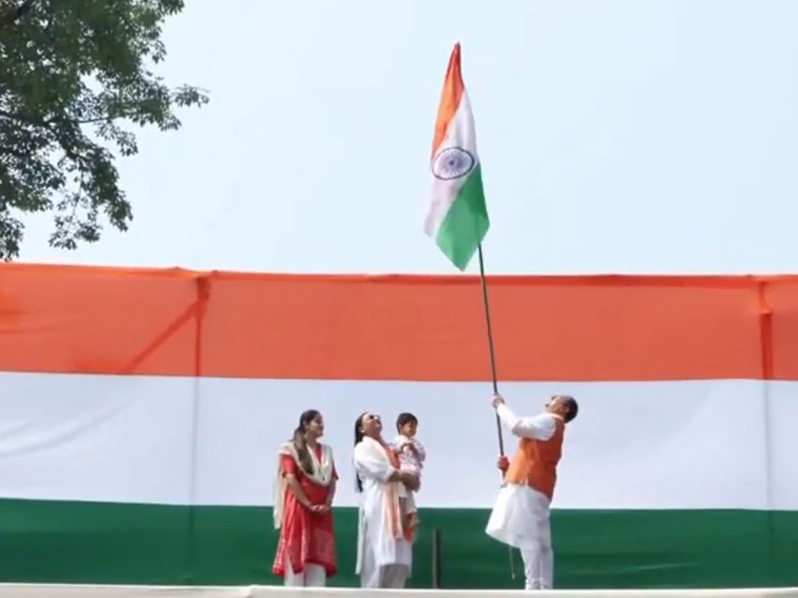 Union Minister JP Nadda hoists Tricolour at his residence in national capital (Photo/ANI)