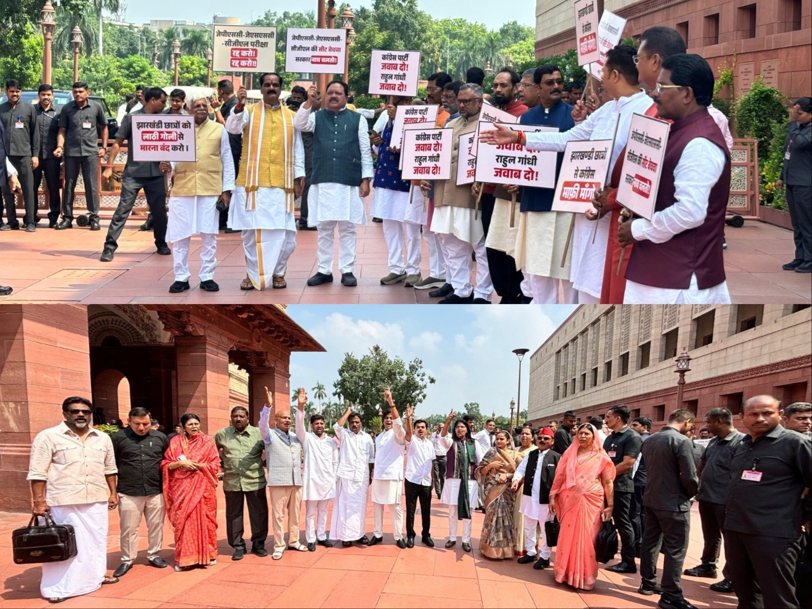 NDA and opposition MPs stage counter protests in Parliament (Photo/ANI)