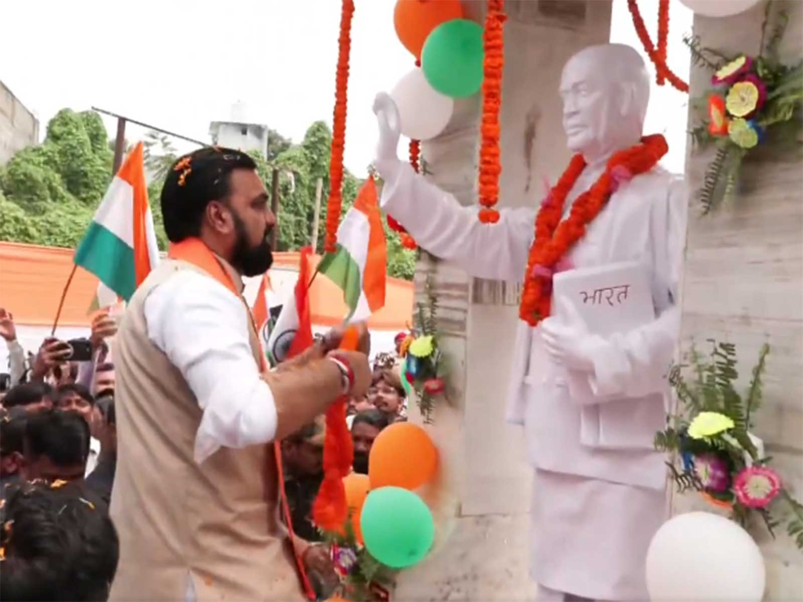 Bihar Chief Minister Samrat Choudhary pays tribute to Dr BR Ambedkar (Photo/ANI)