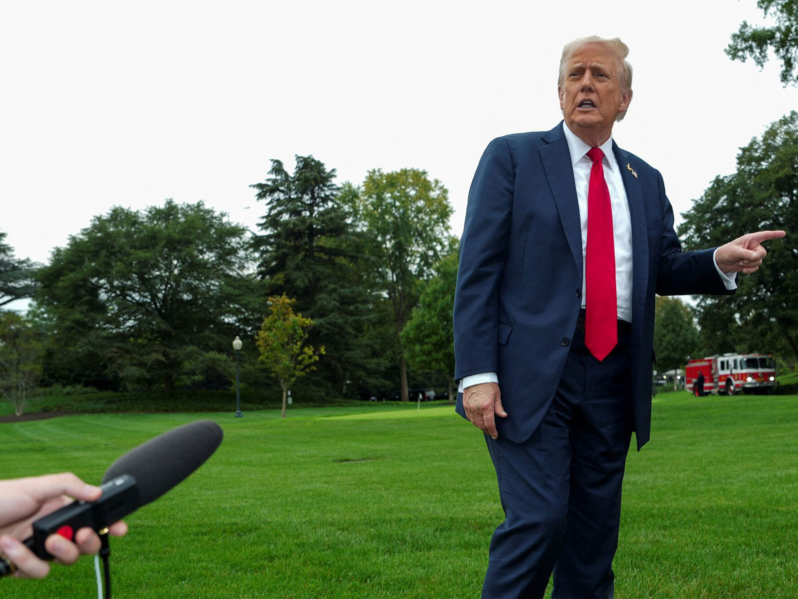 US President Donald Trump speaks to the media after arriving on the South Lawn of the White House in Washington, DC, US. (File Photo/Reuters)