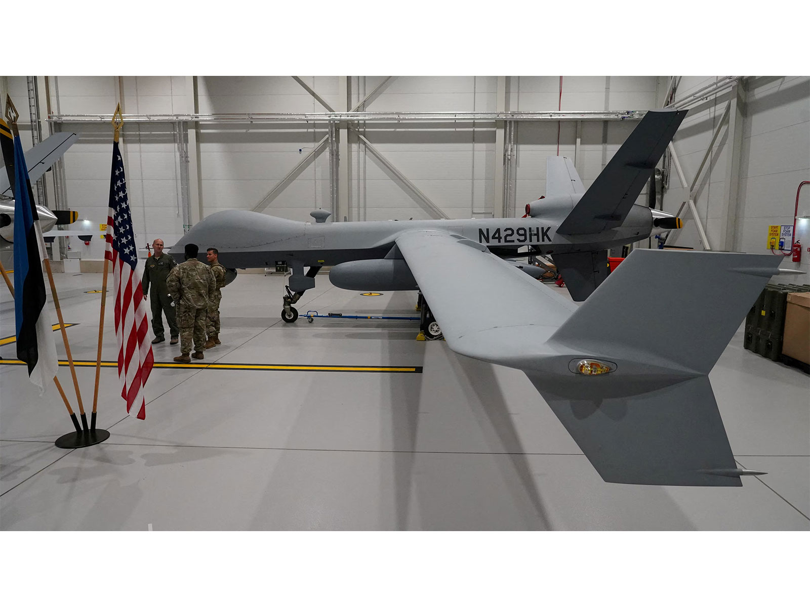 A US Air Force MQ-9 Reaper drone is stationed inside a hangar at Amari Air Base in Estonia. (Photo/Reuters)