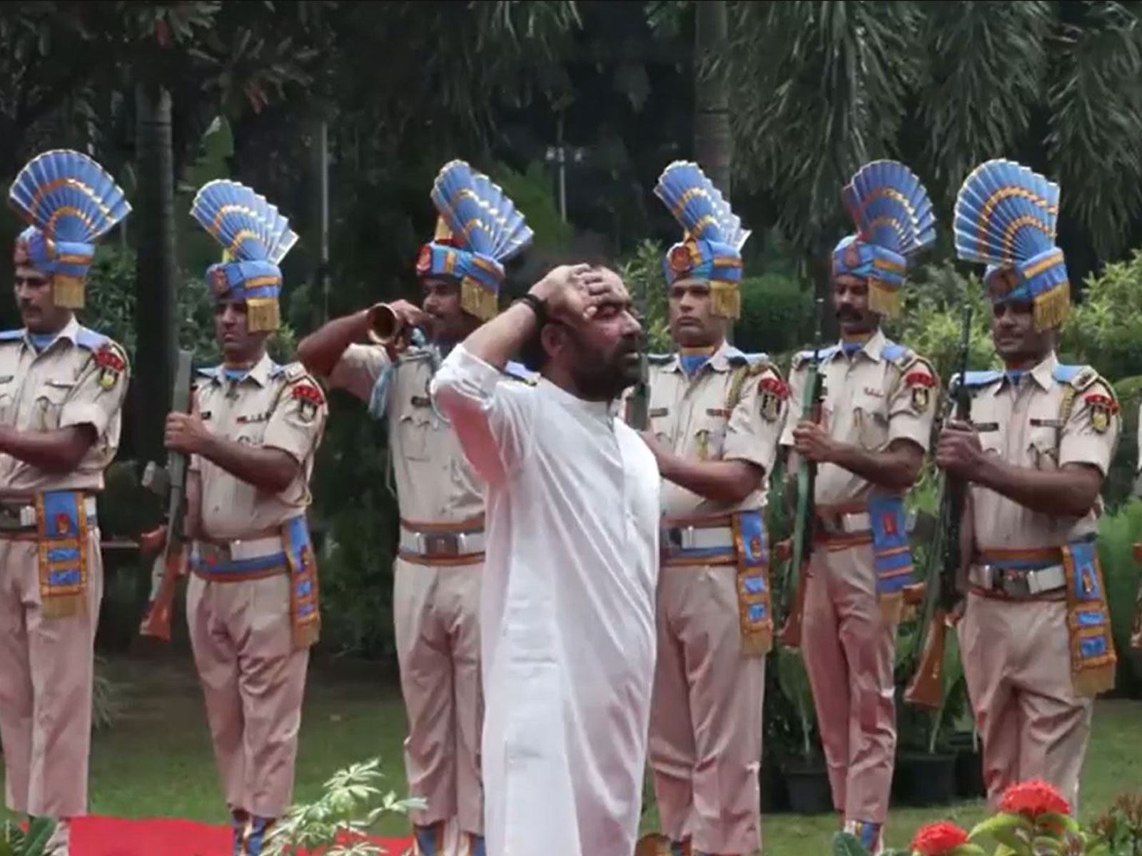 Union Minister G Kishan Reddy hoisted flag at his residence (Photo/ANI)