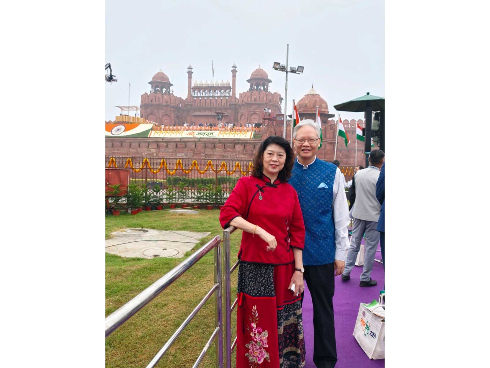 Chinese Ambassador to India Xu Feihong at Red Fort in New Delhi (Photo/X/@China_Amb_India)