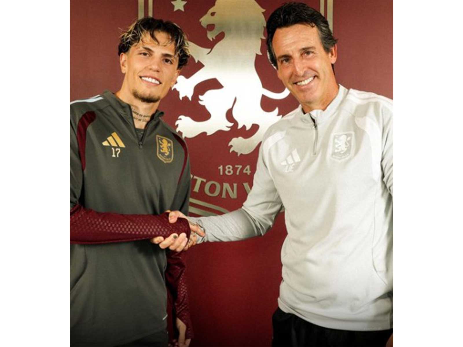 Alejandro Garnacho and Unai Emery. (Photo: @AVFC X)