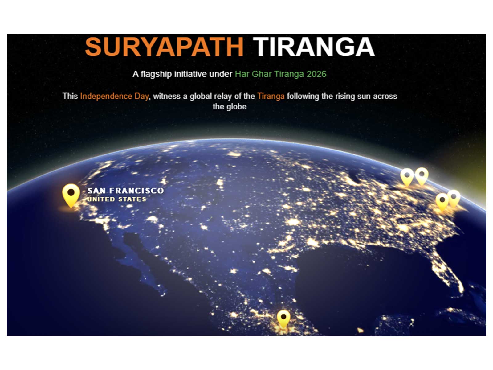 Global relay of Tiranga across the world (Photo/www.harghartiranga.com)