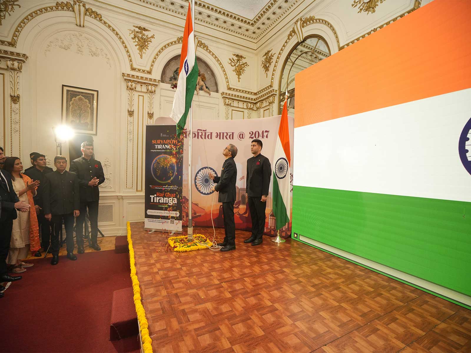 Flag hoisting in Consulate General of India, New York (Photo/X/@IndiainNewYork)