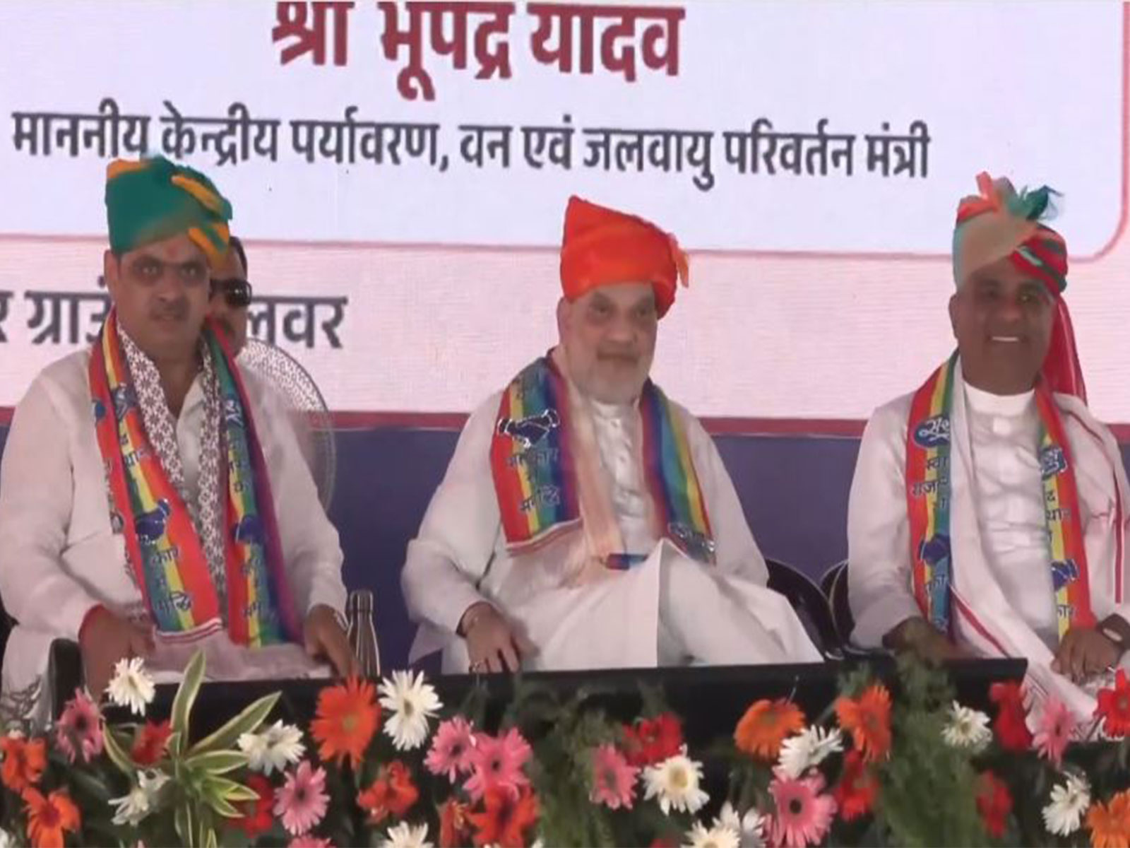 Union Home Minister Amit Shah and Rajasthan Chief Minister Bhajanlal Sharma arrived in Alwar district (Photo/ @BJP4Rajasthan)