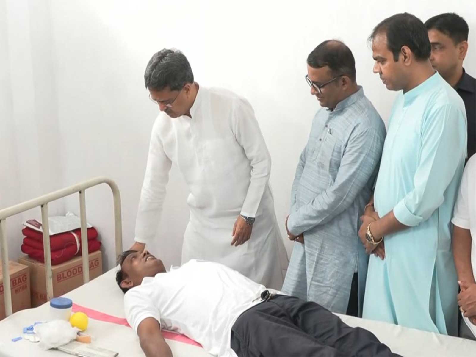 Tripura CM Manik Saha at blood donation camp (Photo/ANI)