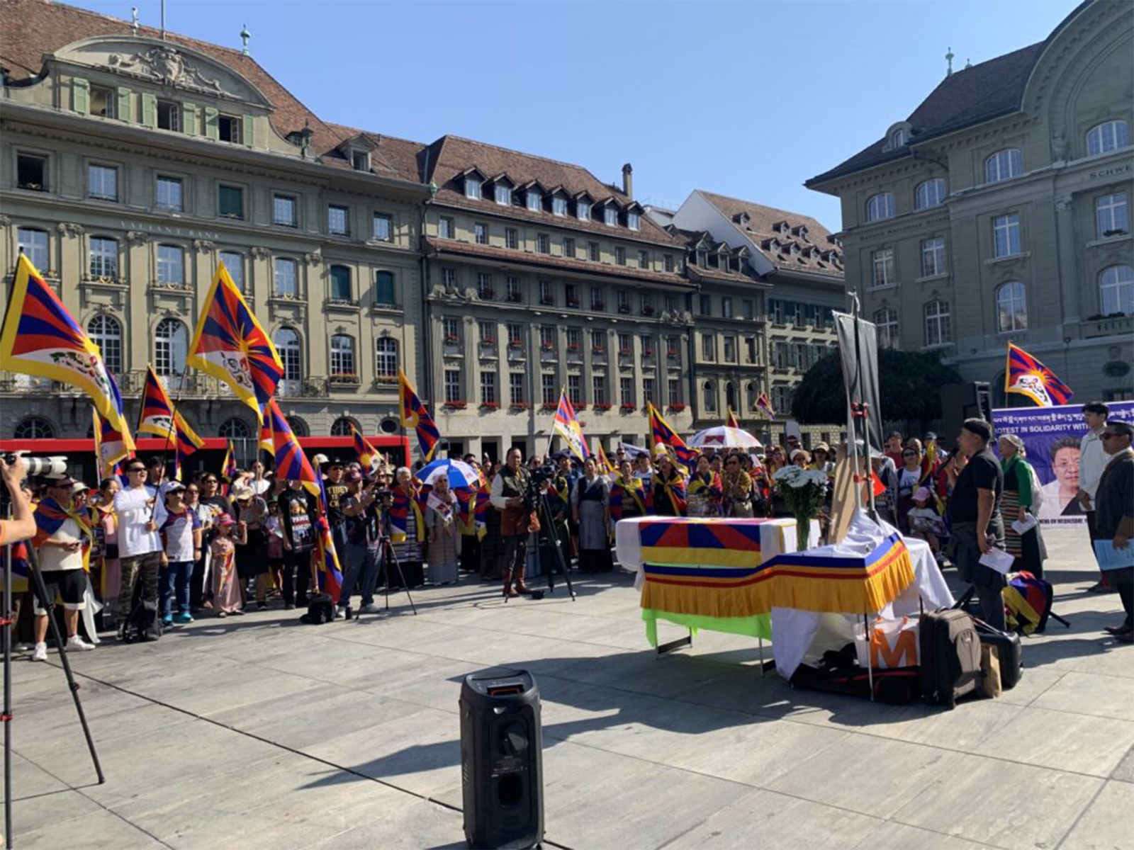 Over 200 Tibetans, supporters protest China's assimilation policies near Swiss Parliament (Photo/Central Tibetan Administration)
