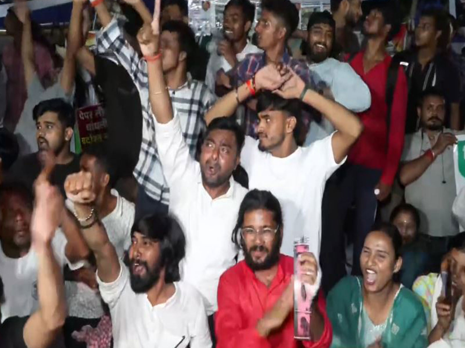 Aspirants celebrate at Jaipal Singh Stadium (Photo/ANI)