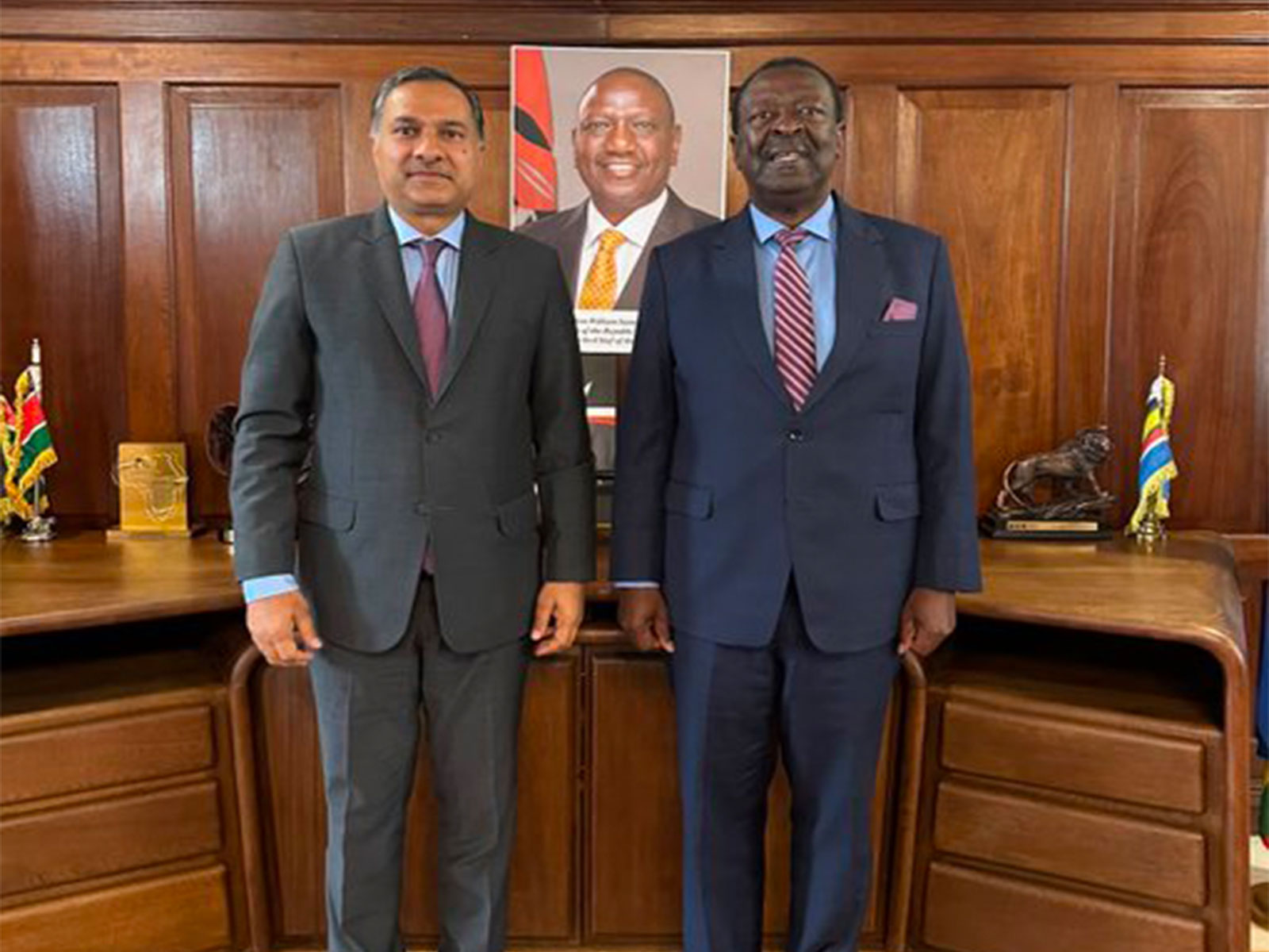 India's High Commissioner to Kenya Adarsh Swaika meets Kenyan Prime Cabinet Secretary Musalia W Mudavadi in Nairobi. (Photo: X/@IndiainKenya)