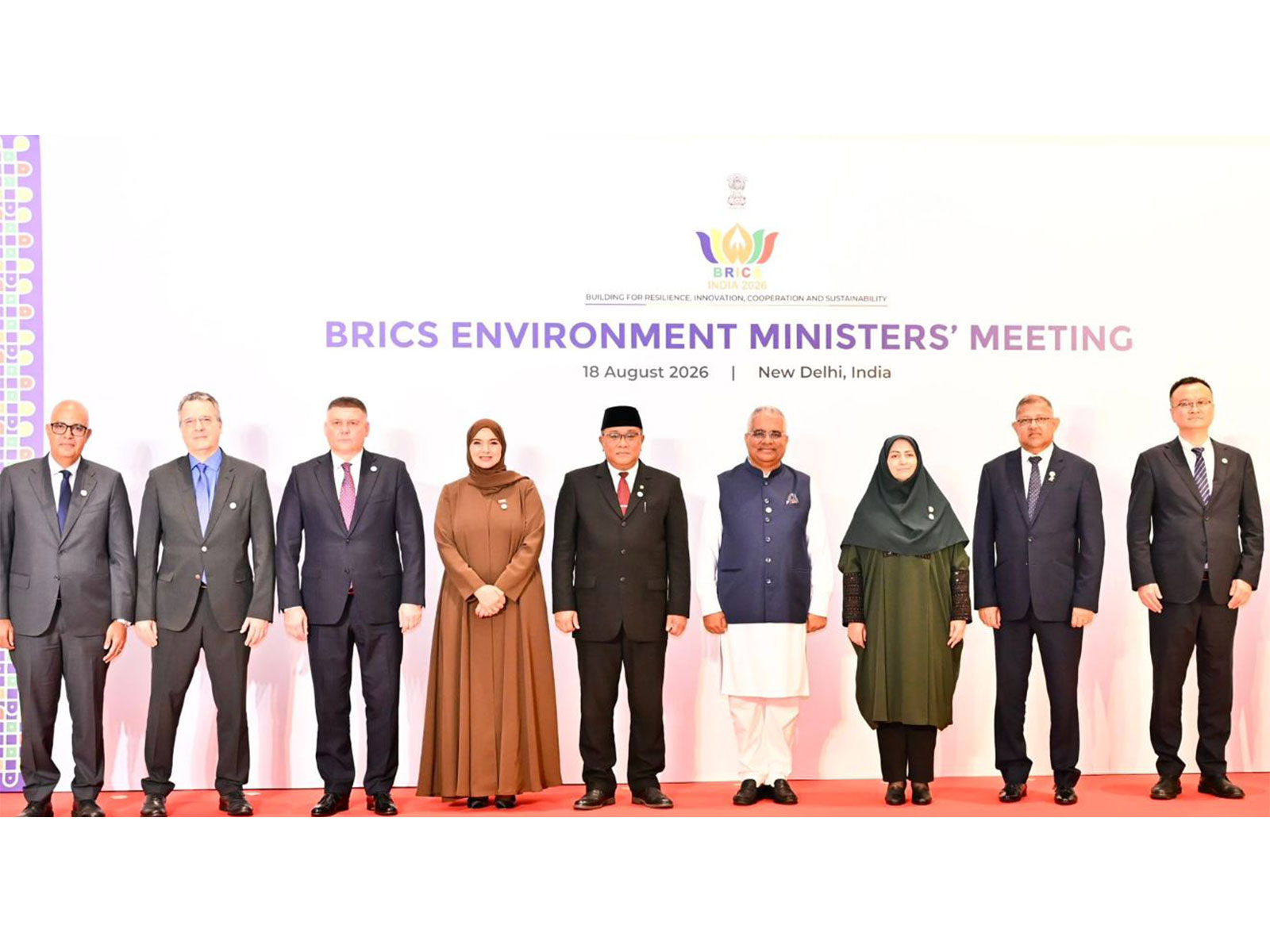 Union Environment Minister Bhupendra Yadav along with delegates from BRICS Member Countries during the 12th BRICS Environment Ministers' Meeting (Photo:X/Bhupendra Yadav)