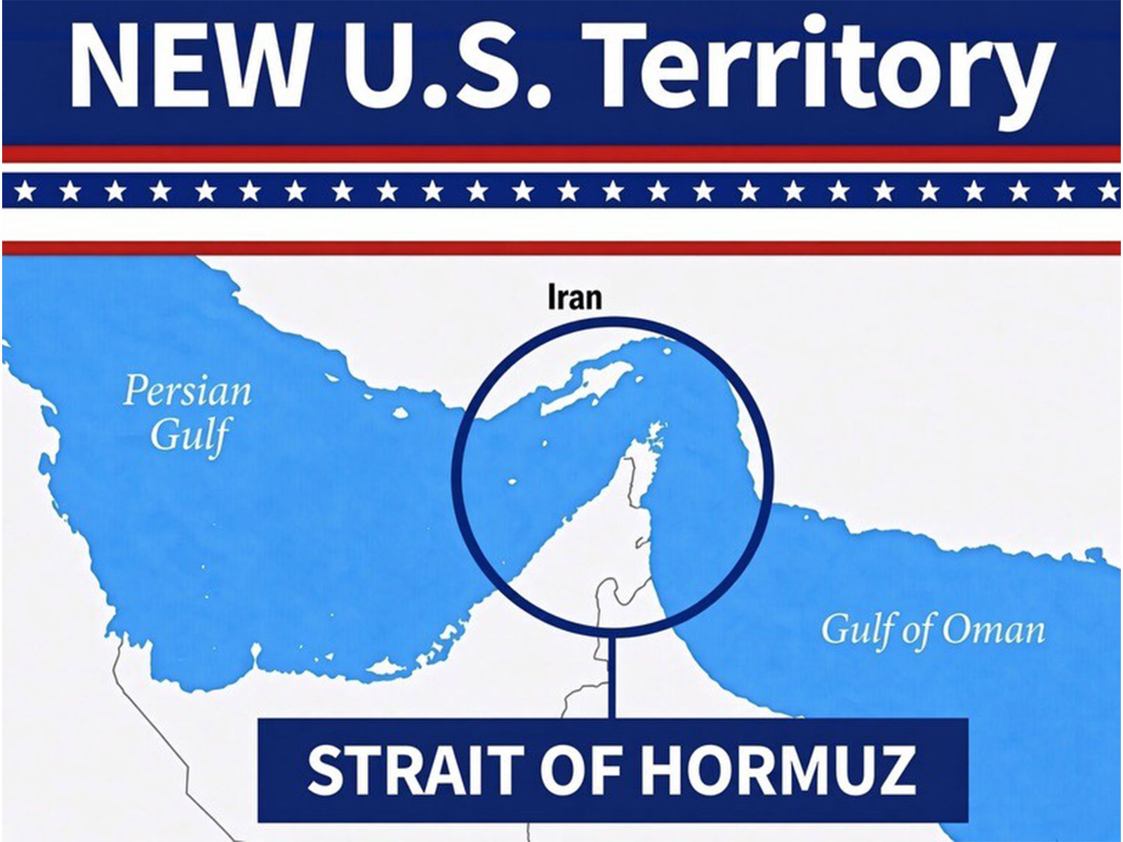 US President Donald Trump shares an image of Strait of Hormuz being depictred as "New US Territory" on his Truth Social Platform (Photo/Truth Social/@realDonaldTrump)