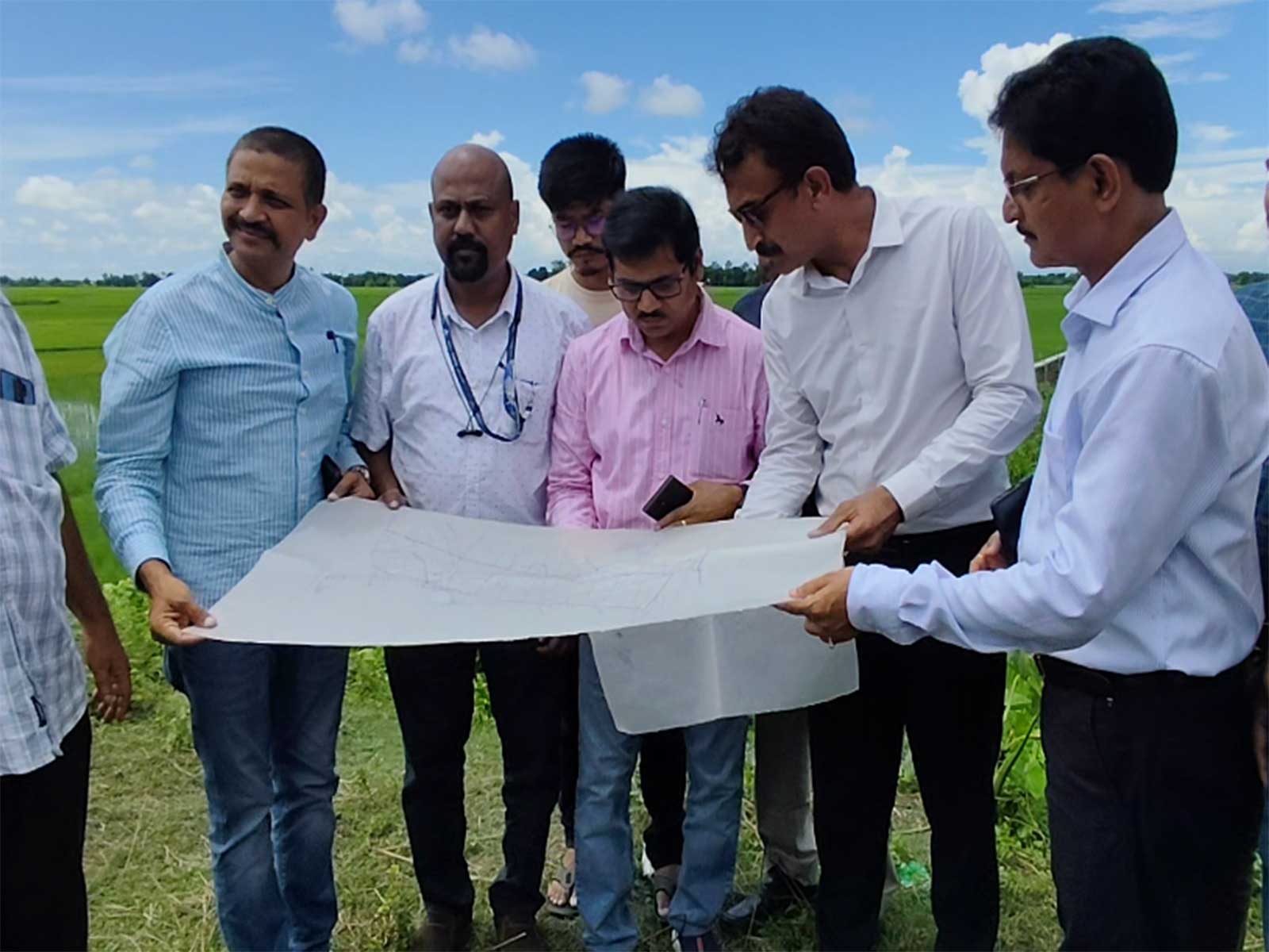 6-member team of AAI conducts preliminary feasibility survey in Assam's Majuli (Photo/ANI)
