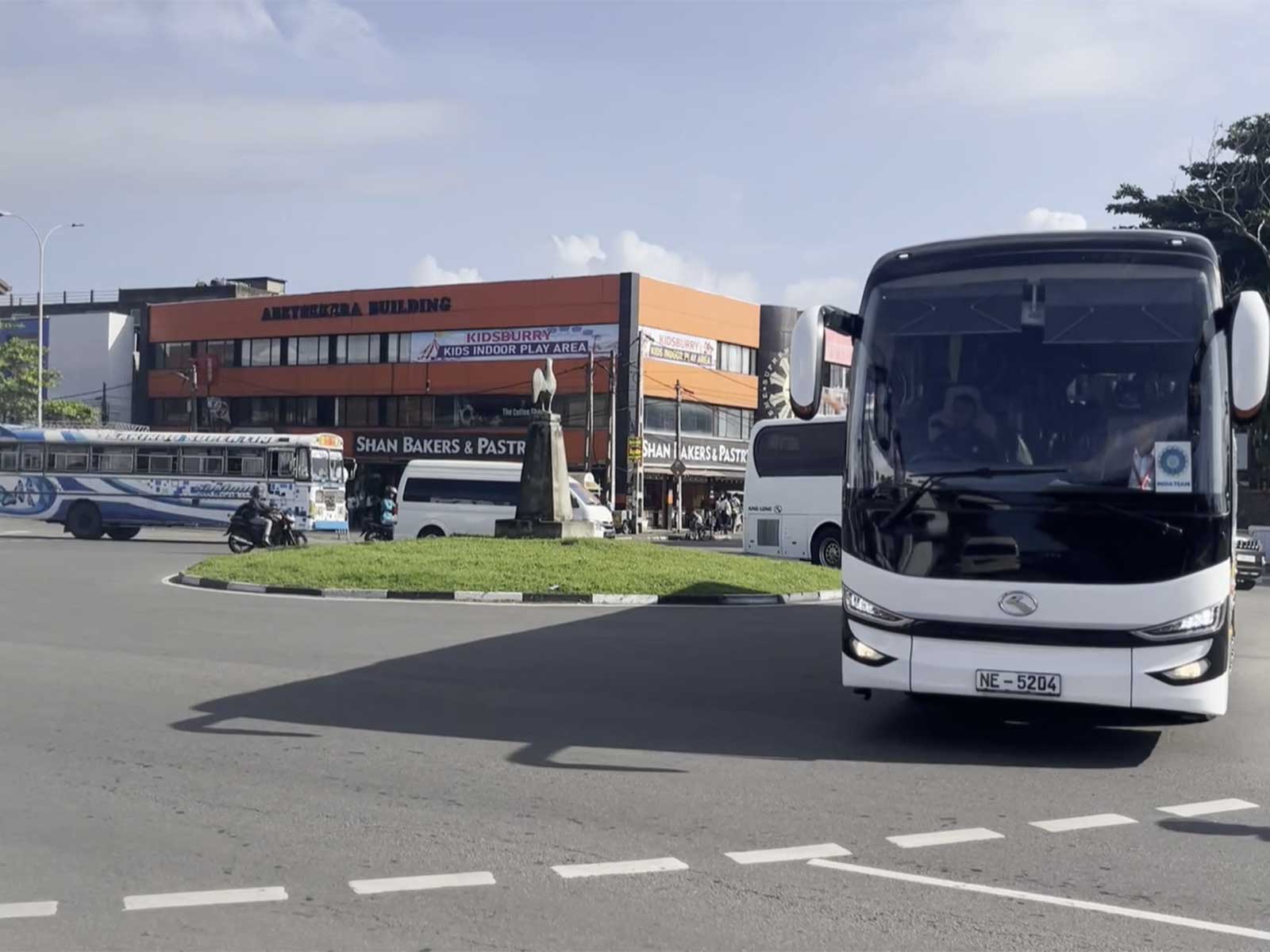 Team India bus arrives at Galle International Stadium. (Photo: ANI)