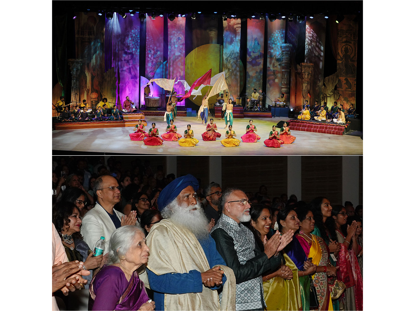 Scenes from Antaranga: Boundless Longing, presented by Ekatvam to a full house at Prestige Centre for Performing Arts, Bengaluru, with guest Sadhguru.