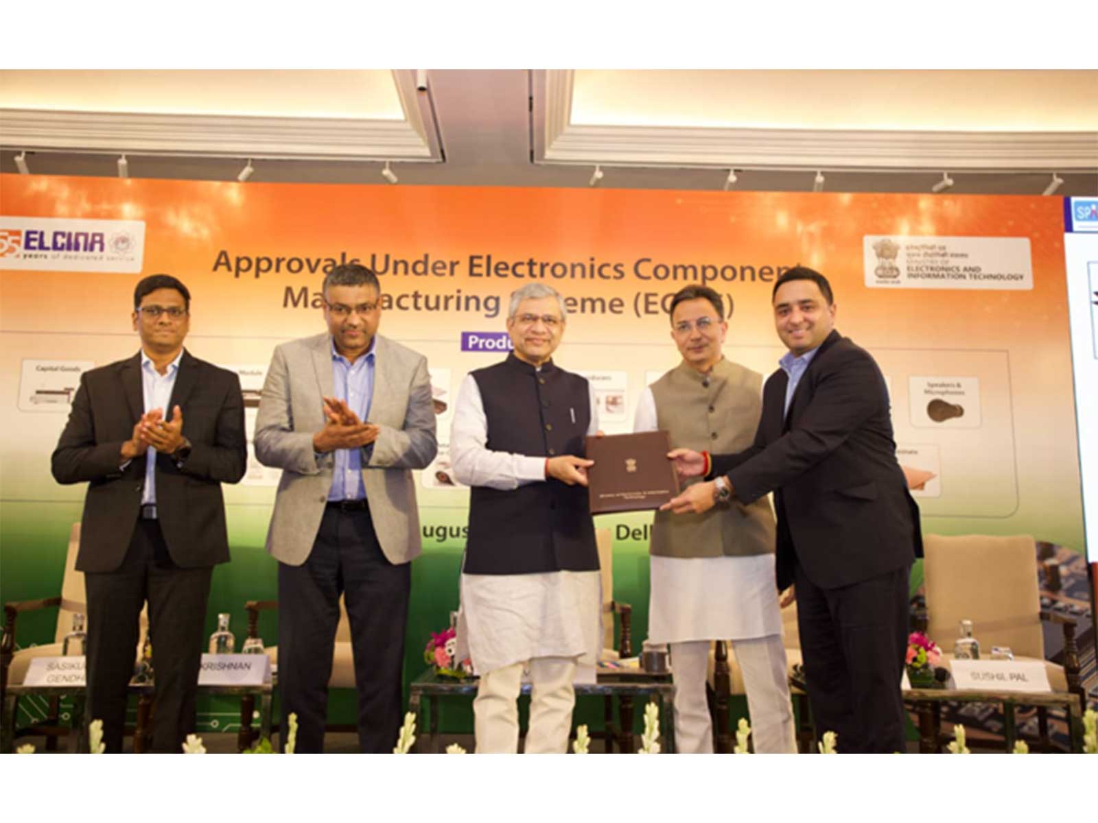 Aakash Minda, Executive Director of Spark Minda receives the Government of India's ECMS approval from Union Minister Ashwini Vaishnaw for Minda Instruments' Display Module manufacturing initiative