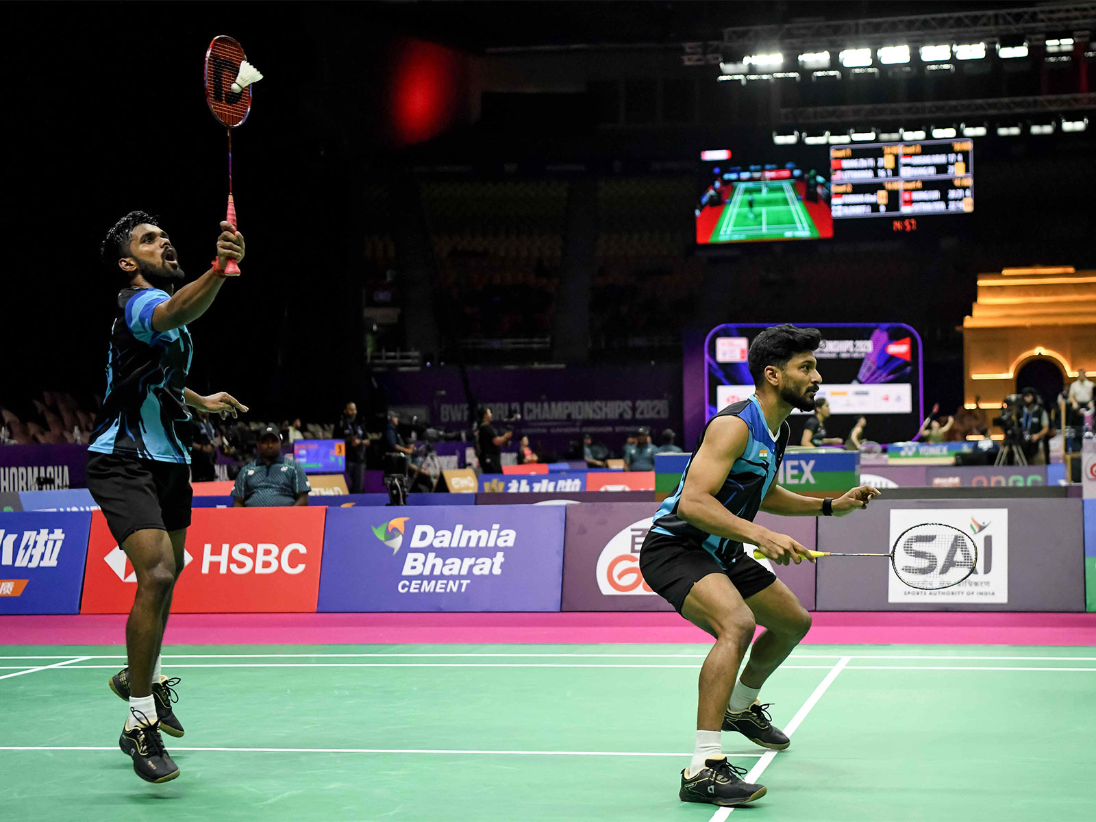 India's men's doubles pair of Hariharan Amsakarunan and MR Arjun. (Photo: ANI)