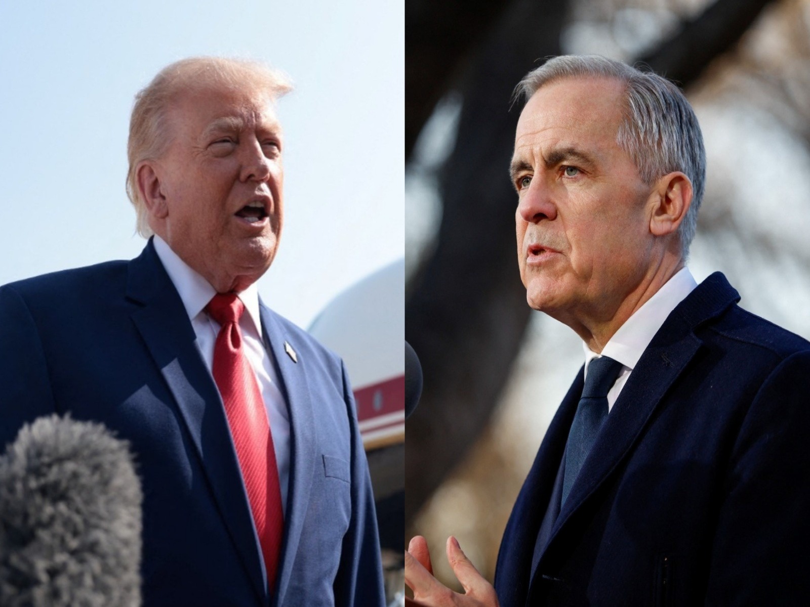 US President Donald Trump and Canadian Prime Minister Mark Carney (Photos/Reuters)