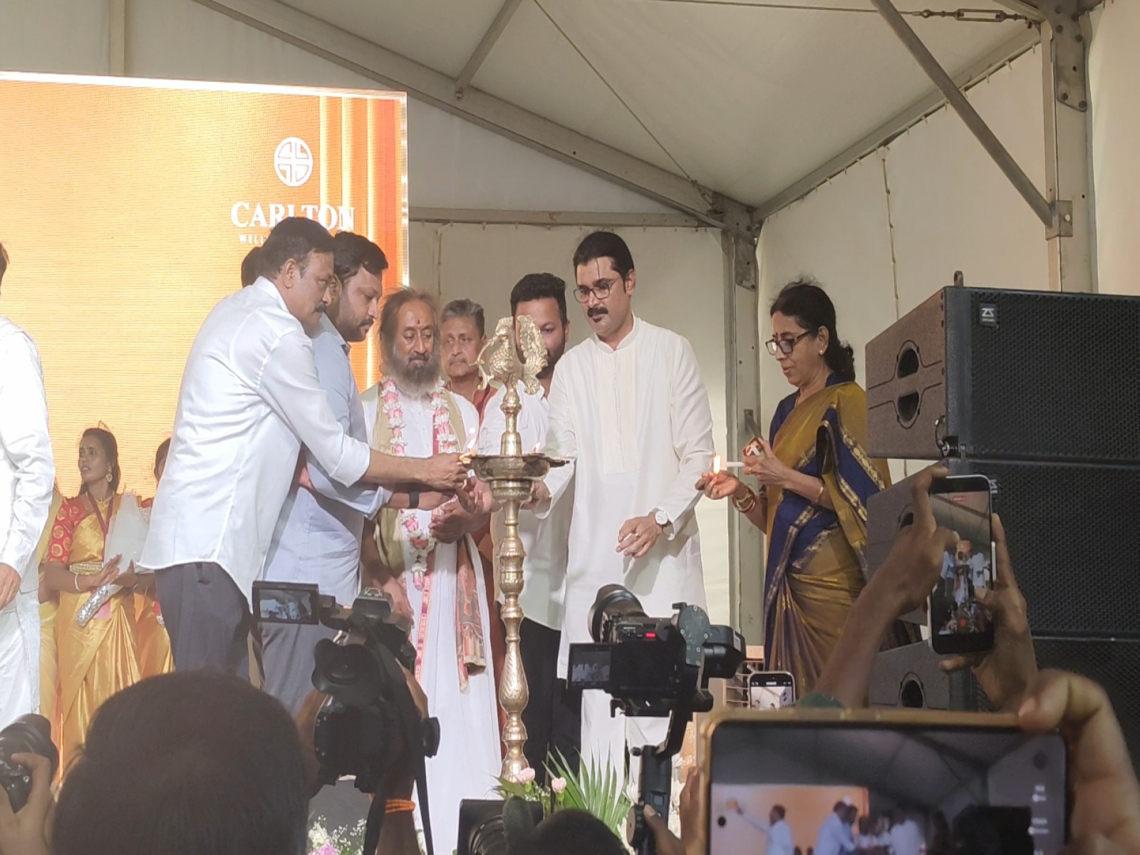 Spiritual leader and founder of 'The Art of Living Foundation', Sri Sri Ravi Shankar at the stone laying foundation (Photo/ANI)