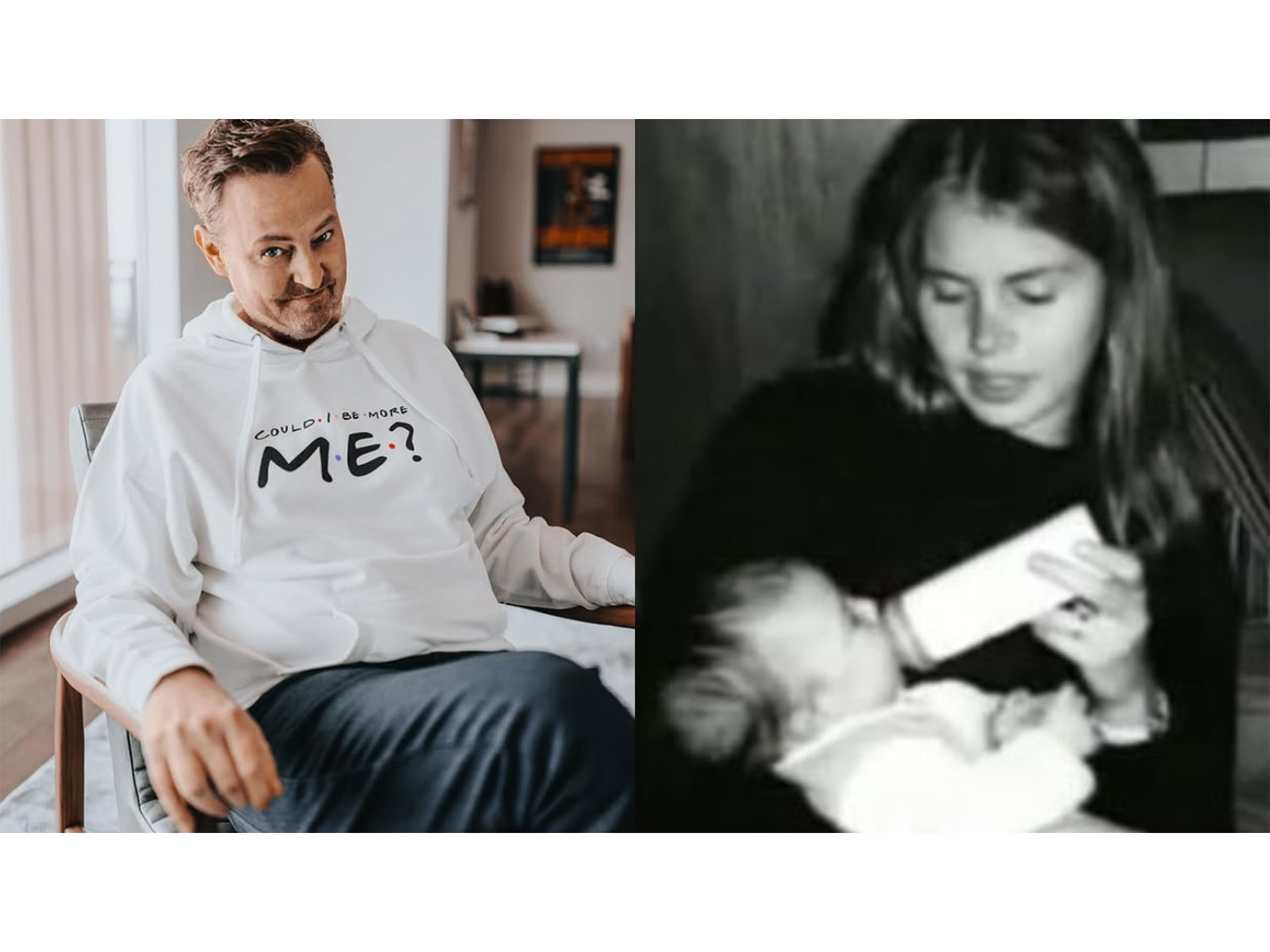 Matthew Perry (L) Baby Matthew with mother (R) (Photos/instagram/@mattyperry4/@matthewperryhouse)