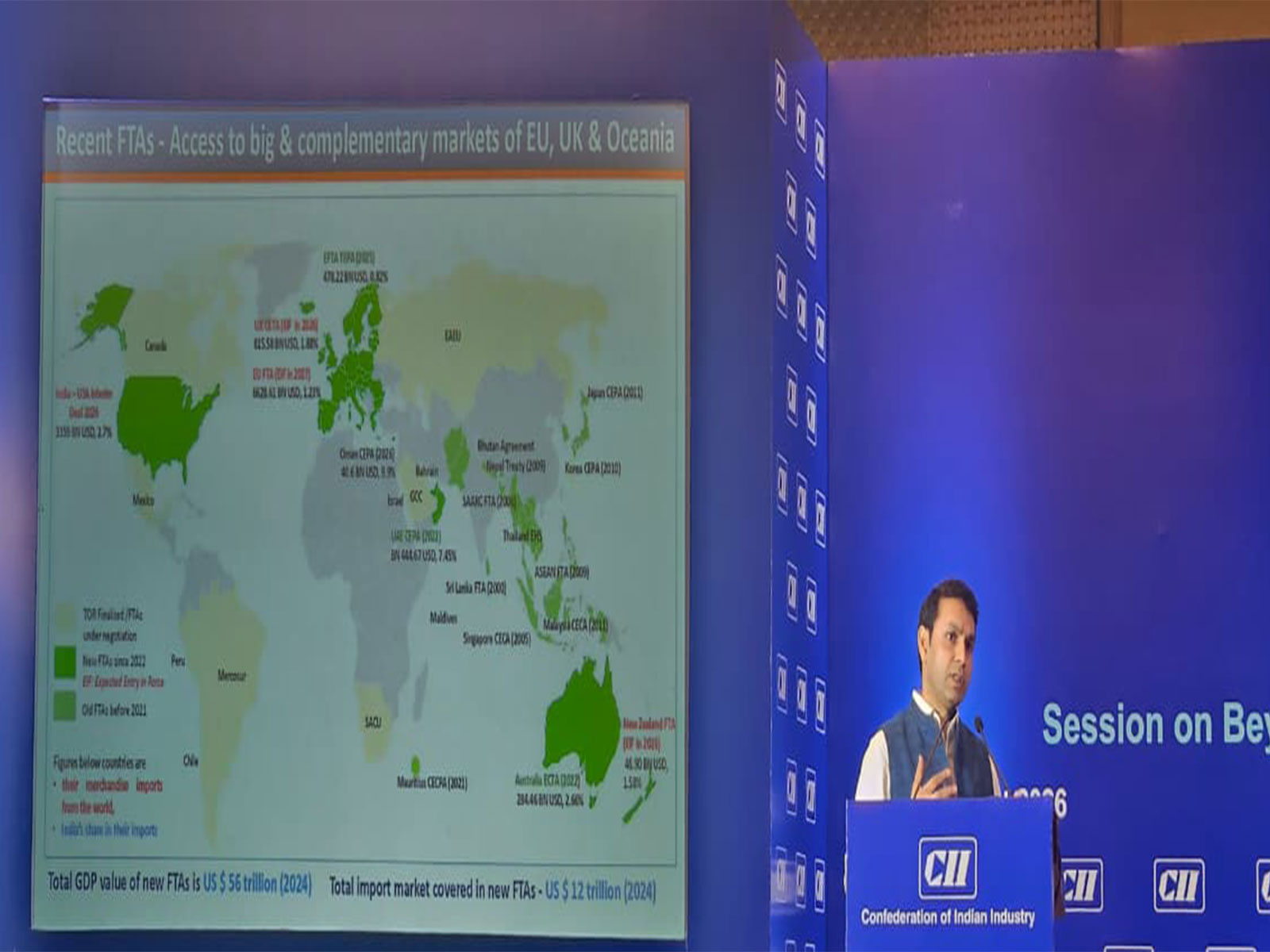 Darpan Jain, Additional Secretary, Commerce Ministry during his presentation at CII 3rd Manufacturing Conclave. (Photo-ANI)