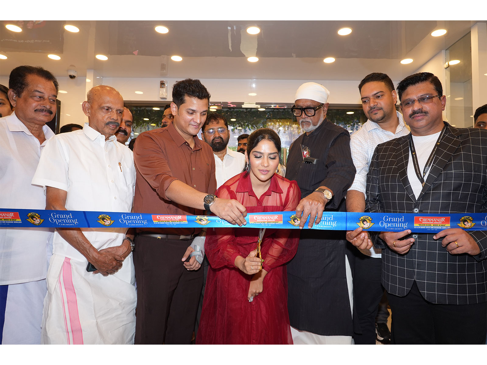 The latest showroom of Boby Chemmanur International Jewellers in Pala, Kottayam, is being inaugurated by popular Malayalam film actress Swasika