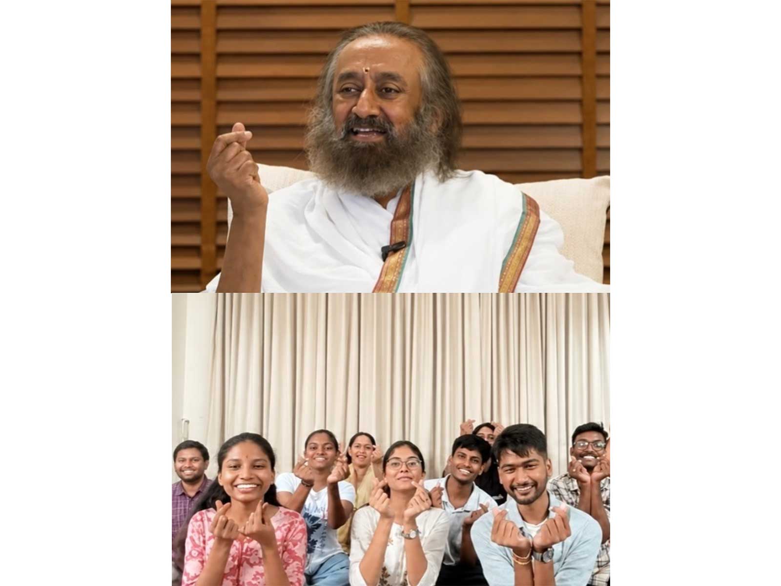 Spiritual leader Sri Sri Ravi Shankar interacts with students (Photo/Sri Sri Ravi Shankar's Office)