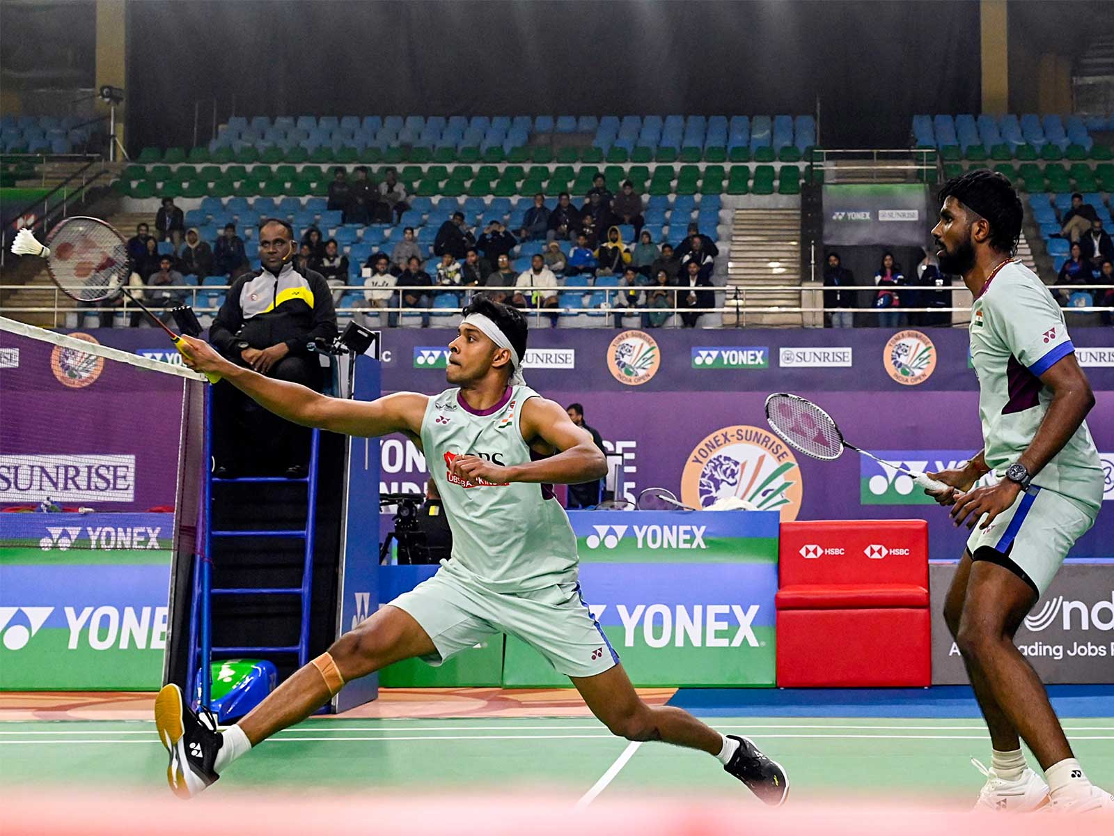 India's badminton duo Satwiksairaj Rankireddy and Chirag Shetty in action (Photo: ANI)