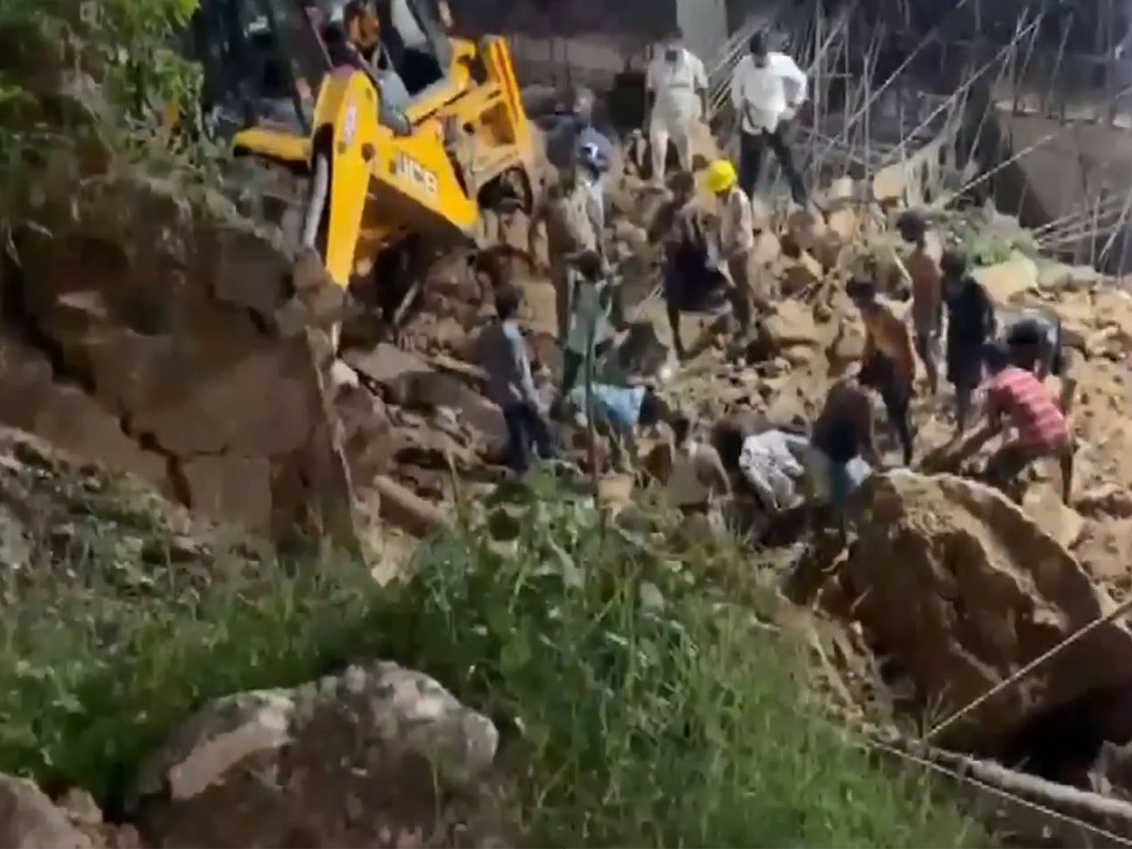 soil collapsed at an under-construction private hospital building in Mohali (Photo/ANI)