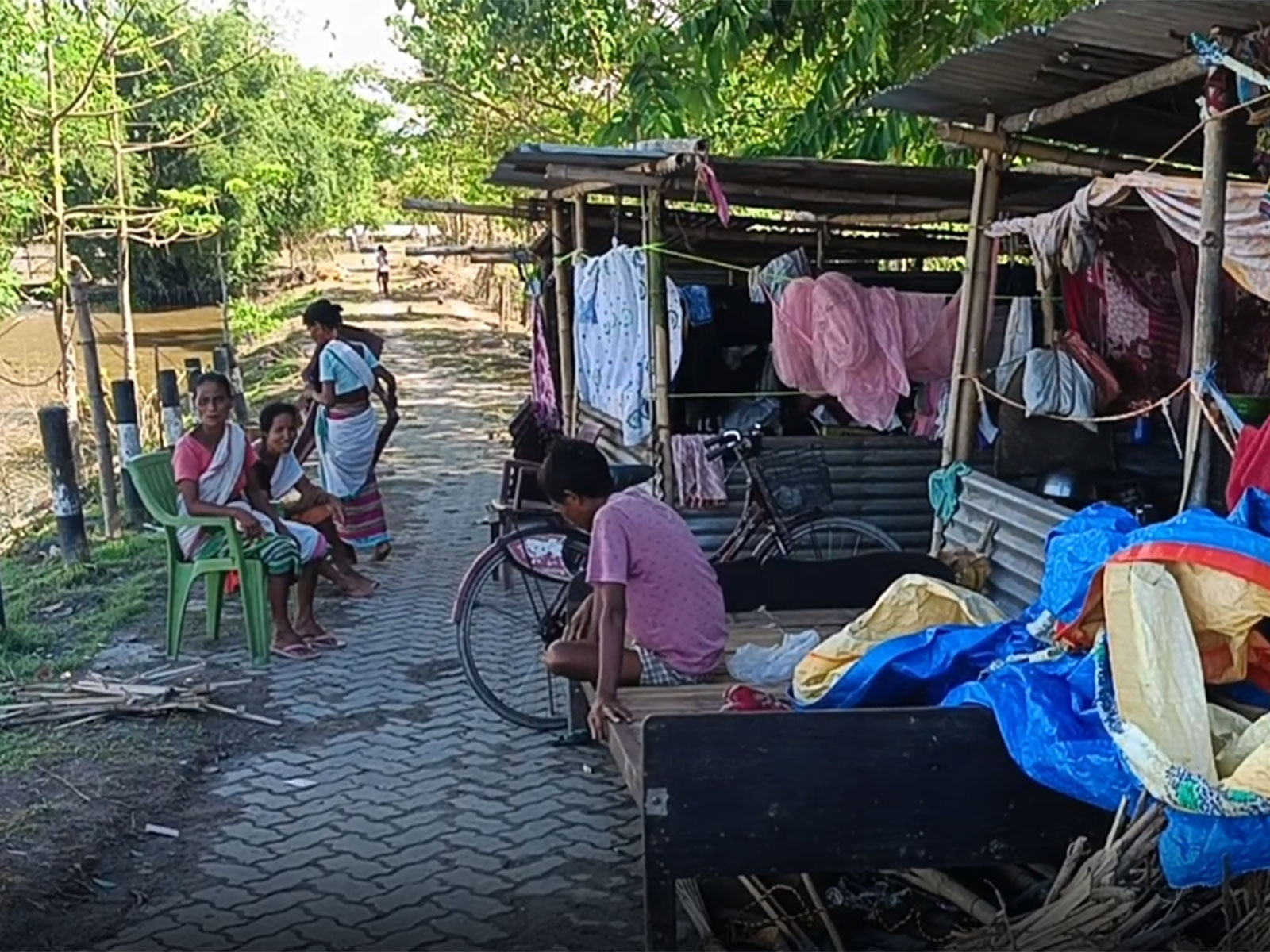 Nine families from Majiya Bheti are still living in a roadside relief camp, unable to return to their homes. (Photo/ ANI)