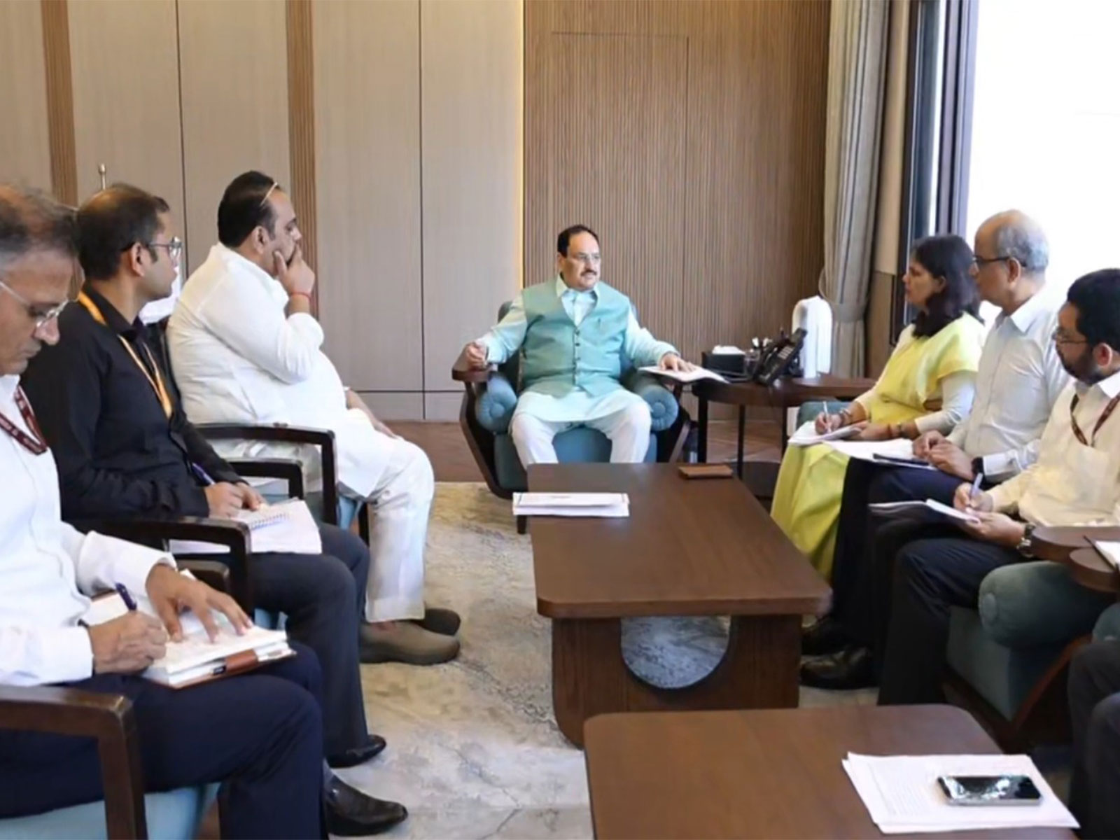 Union Minister JP Nadda along with Delhi Health Minister Pankaj Kumar Singh (Photo/ANI)