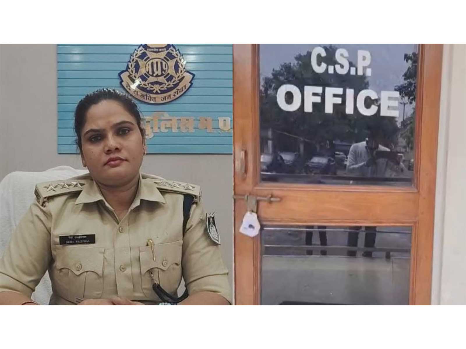 Katni CSP Neha Pachisia (L) and sealed CSP office (R) (Photo / ANI)