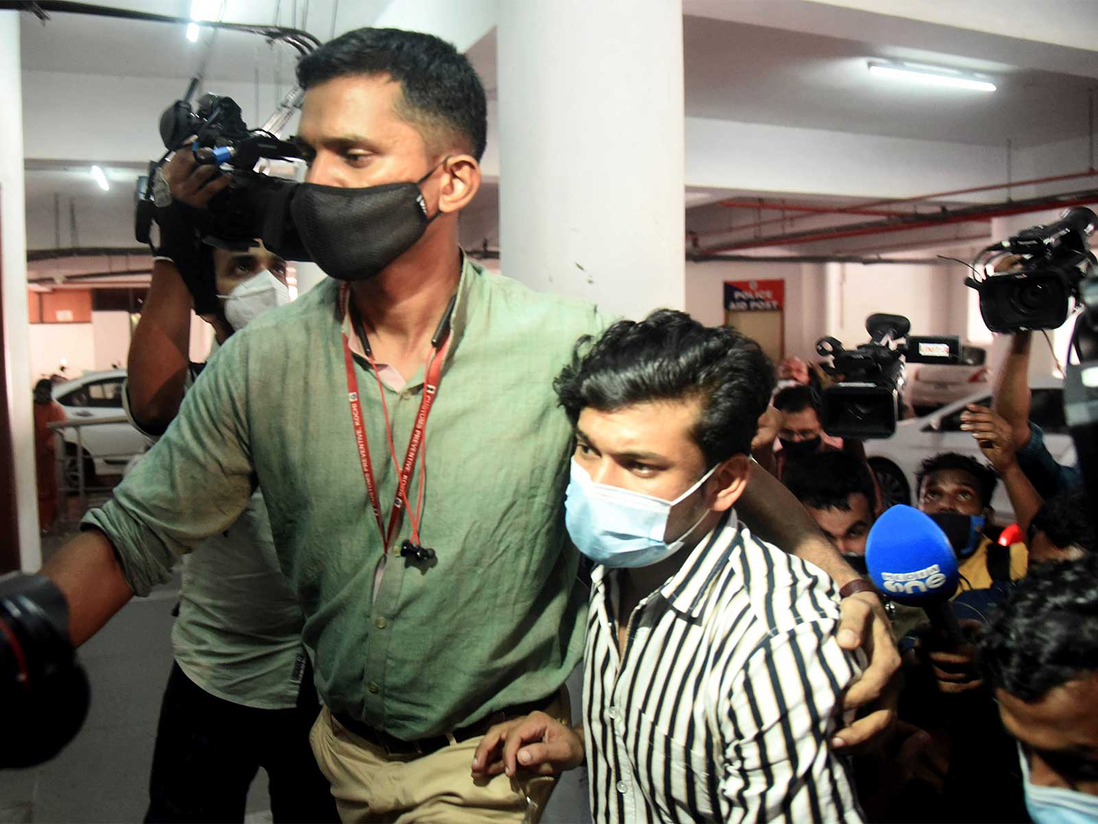 A file photo of Arjun Ayanki being taken to a court in Kochi(File Photo/ANI)