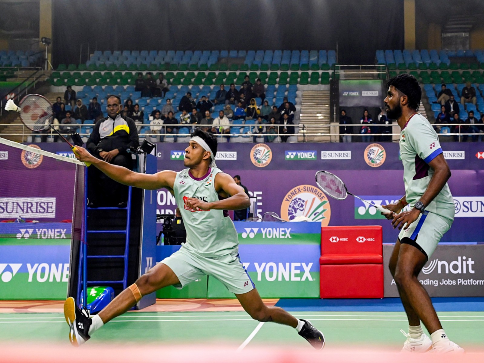 Satwiksairaj Rankireddy and Chirag Shetty in action (Photo: ANI)