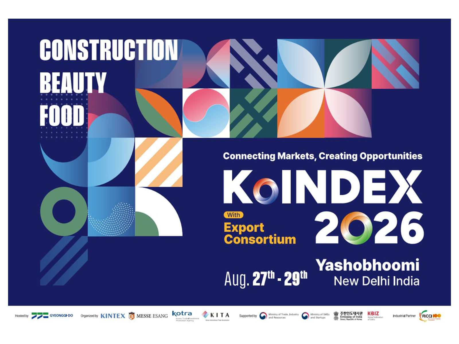 KOINDEX 2026, hosted by Gyeonggi-do and organized by KINTEX and Messe Esang, runs Aug. 27-29 at Yashobhoomi Convention Centre, New Delhi