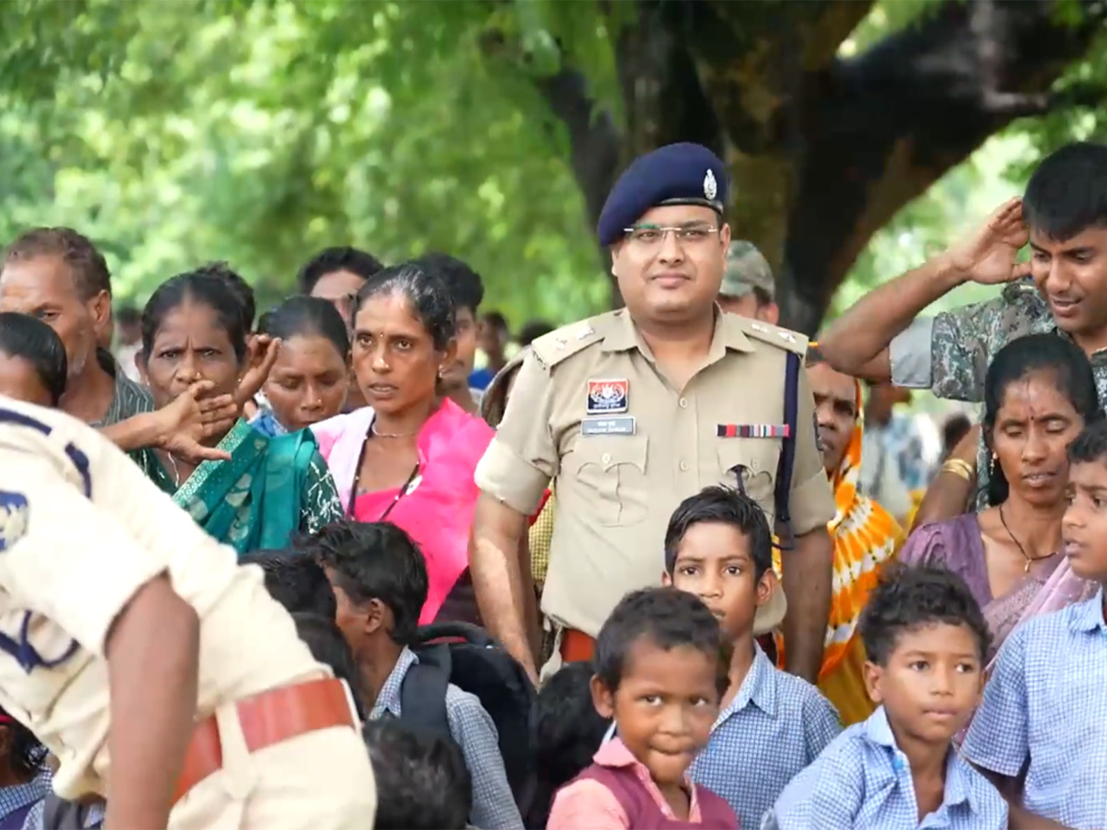 Sukma SP Mayank Gurjar during 'Niva Duvad Te' campaign (Photo/ANI)