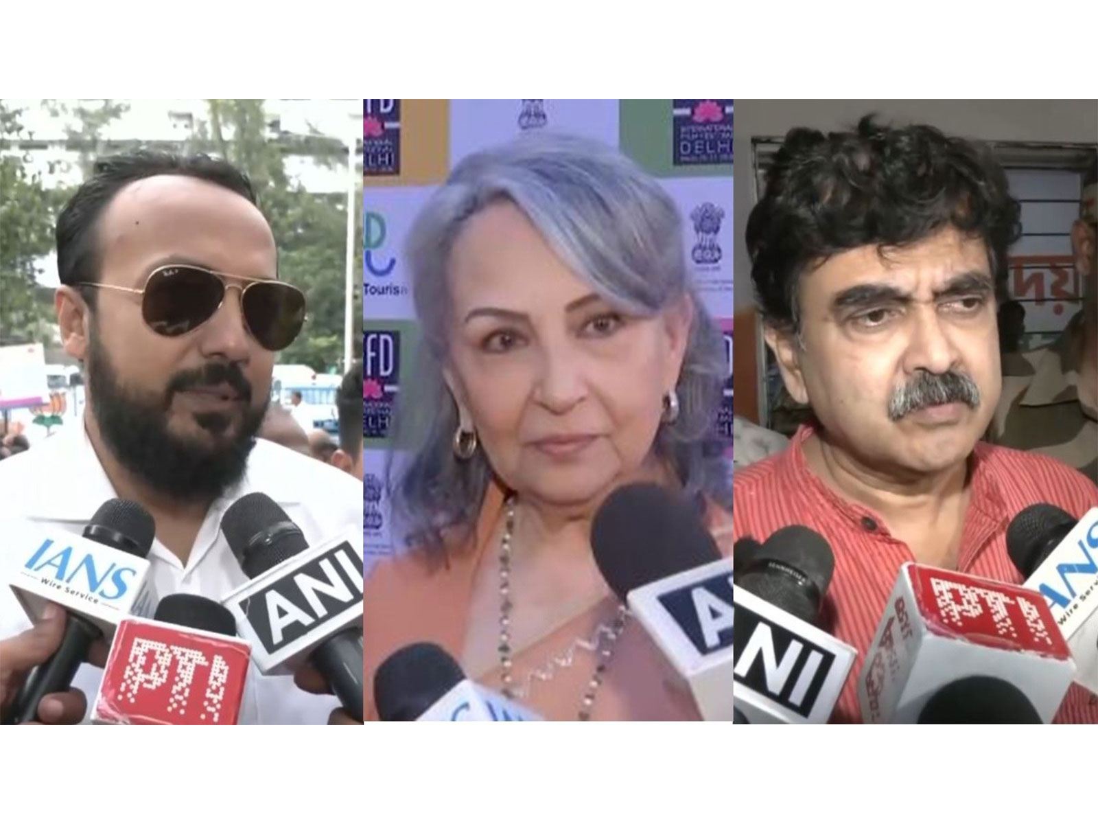 Minister Indranil Khan, Sharmila Tagore and Minister Abhijit Ganguly (Photo/ANI)