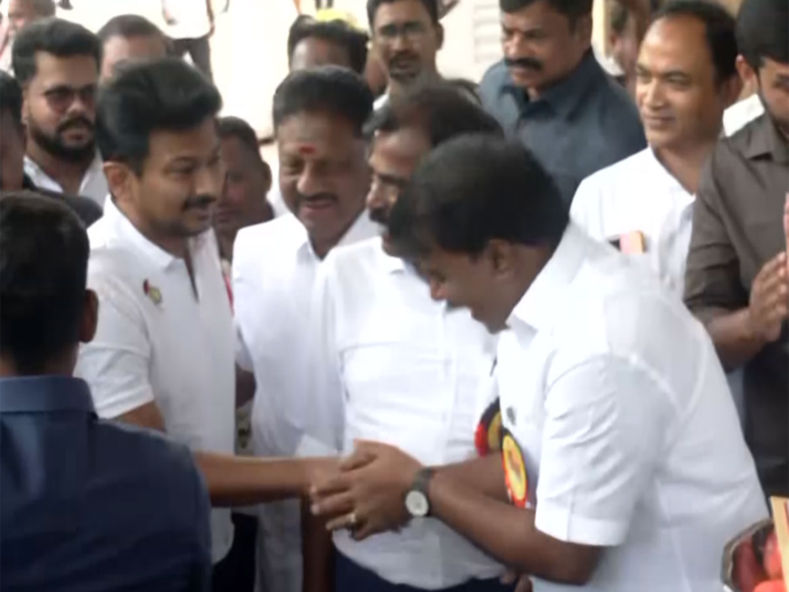 Udhayanidhi Stalin with DMK leaders ahead of party's executive meeting (Photo/ANI)