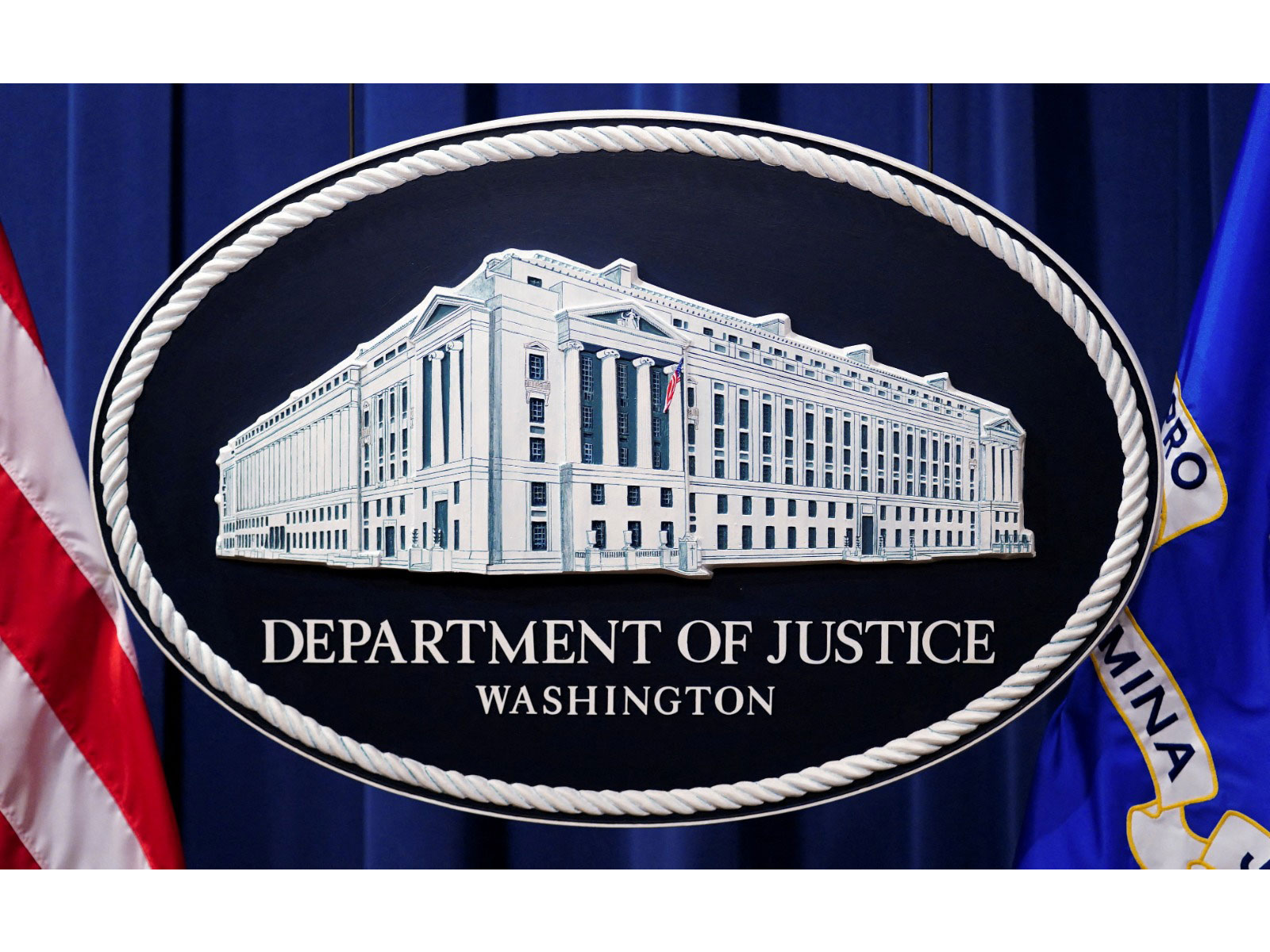 A seal showing Justice Department headquarters (Photo/Reuters)