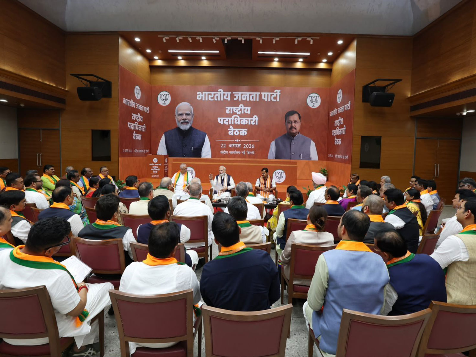 Prime Minister Narendra Modi during BJP national office bearers meeting in New Delhi (Photo/@narendramodi/X)