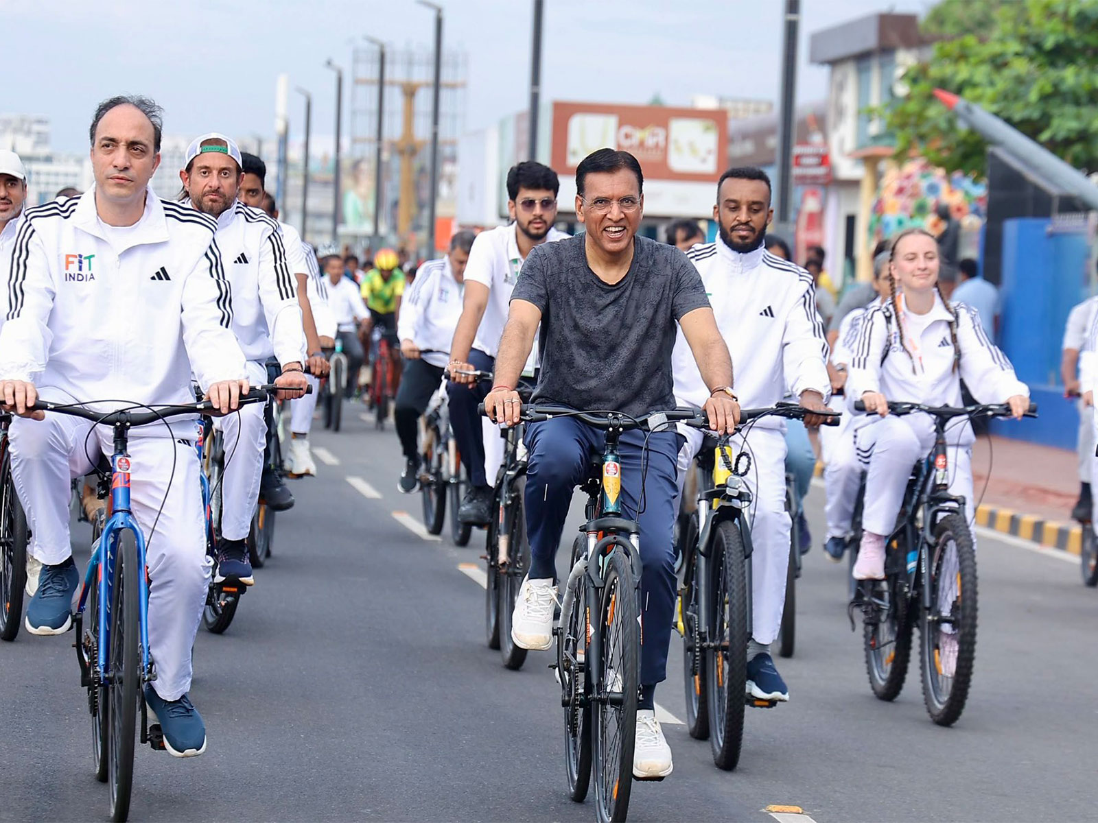  Union Minister Mansukh Mandaviya spearheading the 'BRICS Friendship Sunday on Cycle' event. (Photo: X/@mansukhmandviya)
