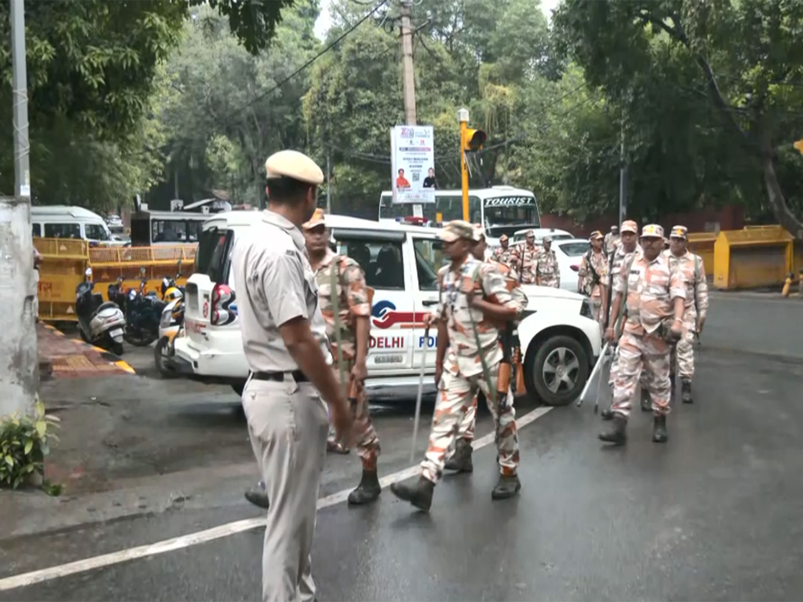 Security deployed outside Shah Auditorium (Photo/ANI)