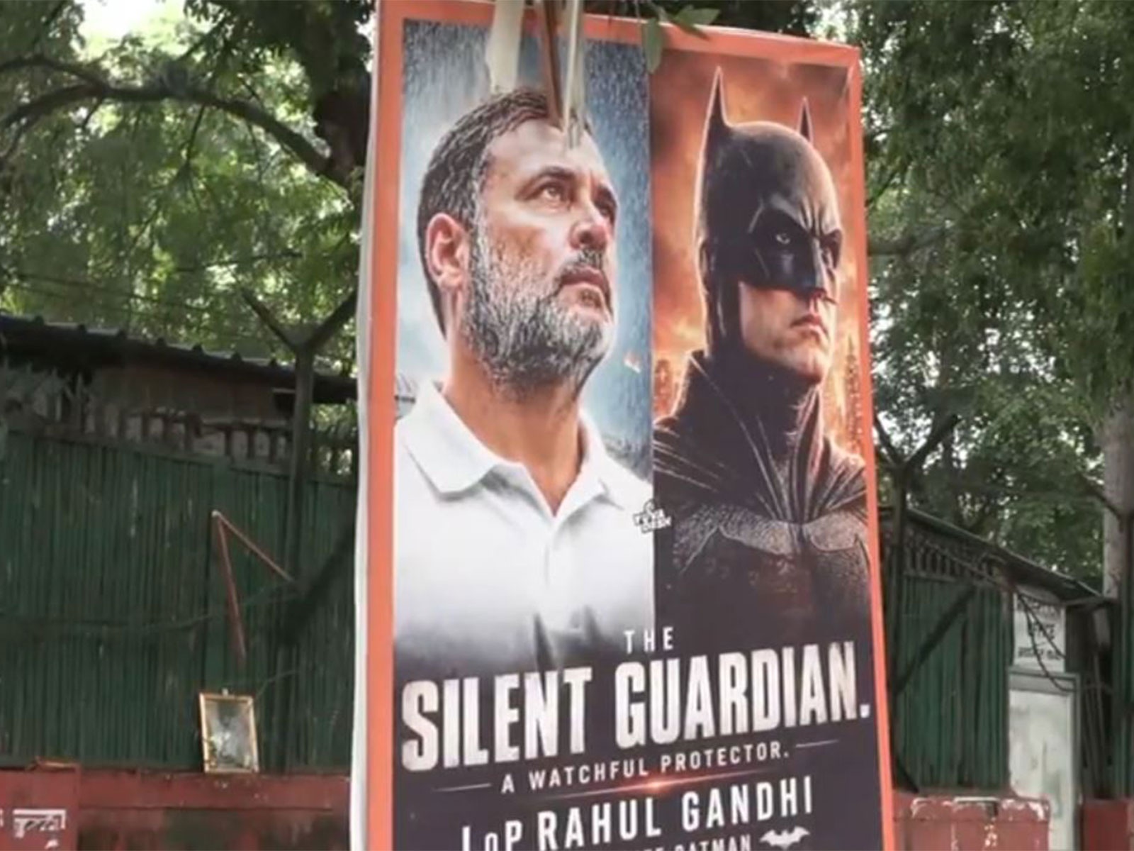 Rahul Gandhi's 'Batman' posters  outside Congress headquarters (Photo/ANI)
