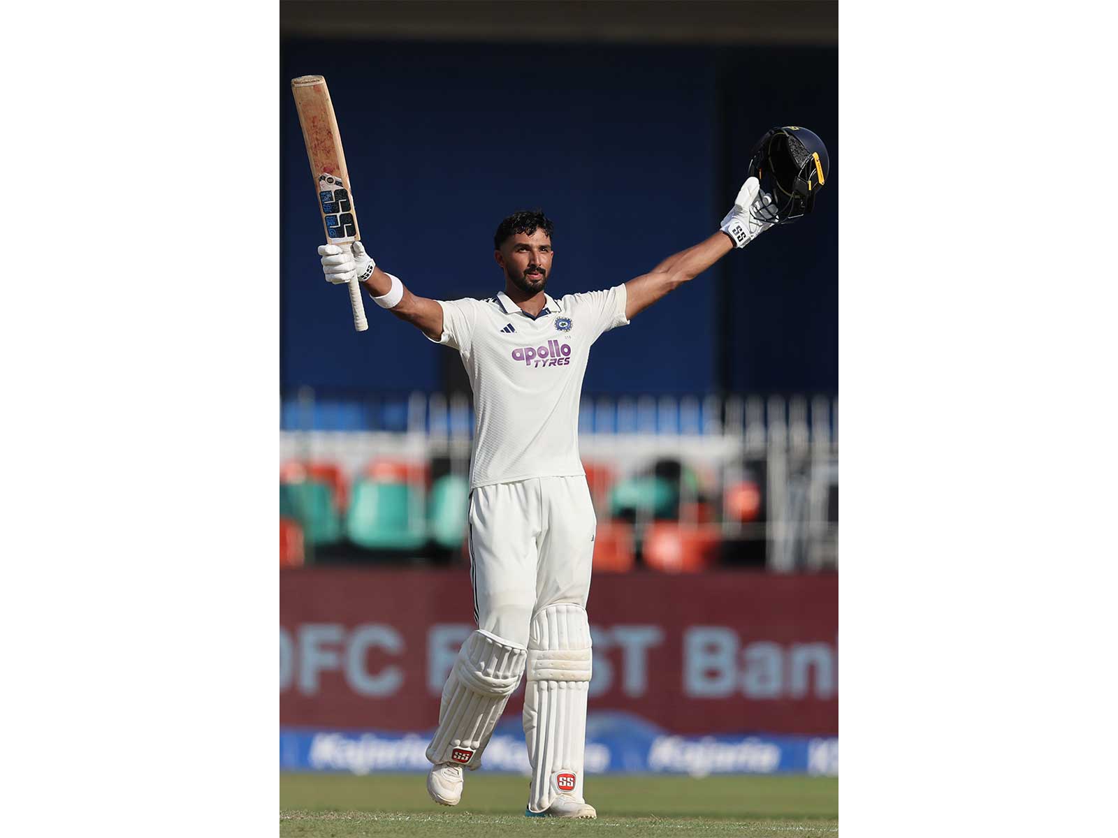 Devdutt Padikkal celebrating after hitting century against Sri Lanka in second Test (Photo: BCCI)