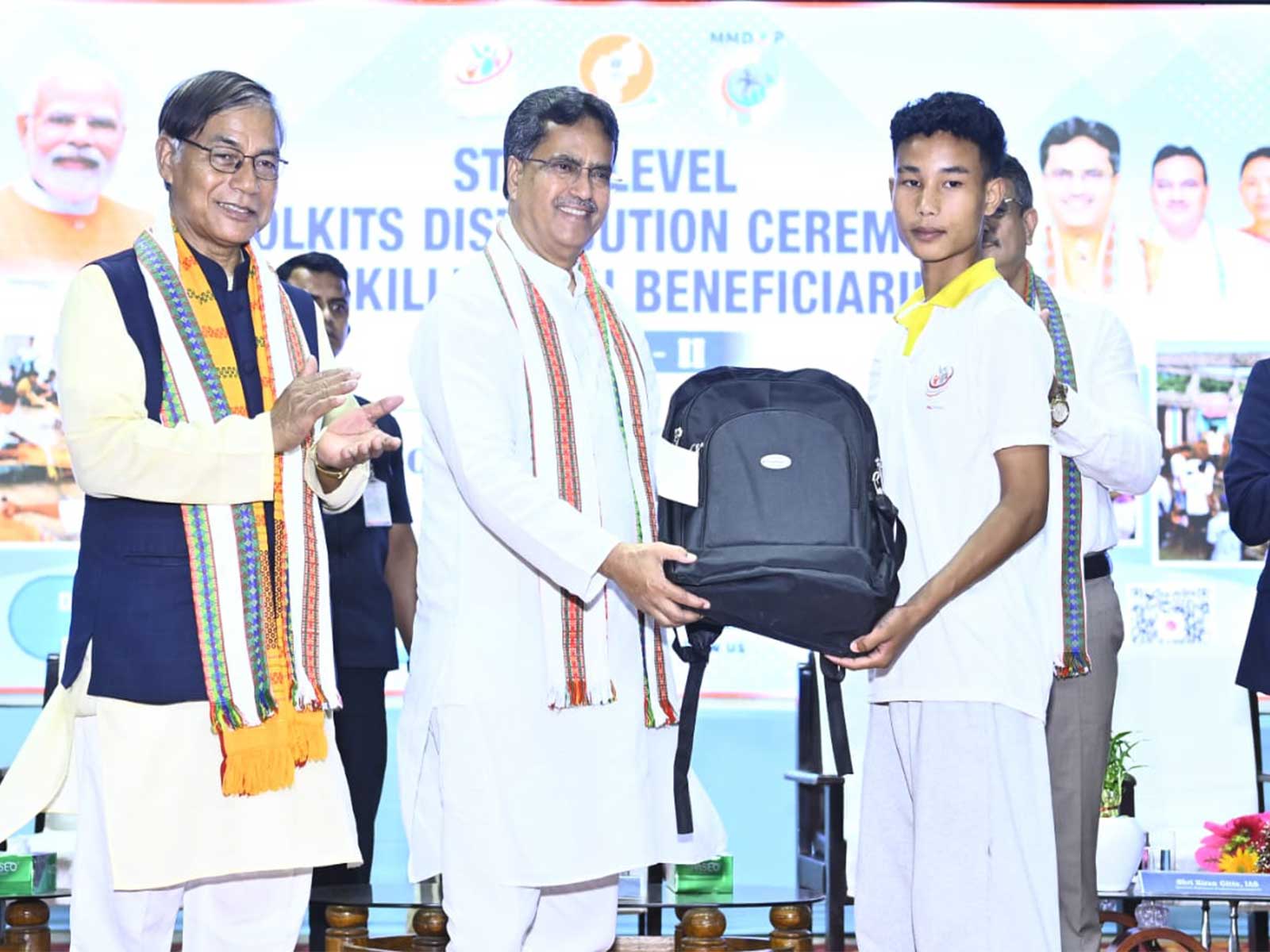 Tripura Chief Minister Manik Saha distributes tool kits to skilled Bru youth during a state-level ceremony  (Photo/Tripura CMO)