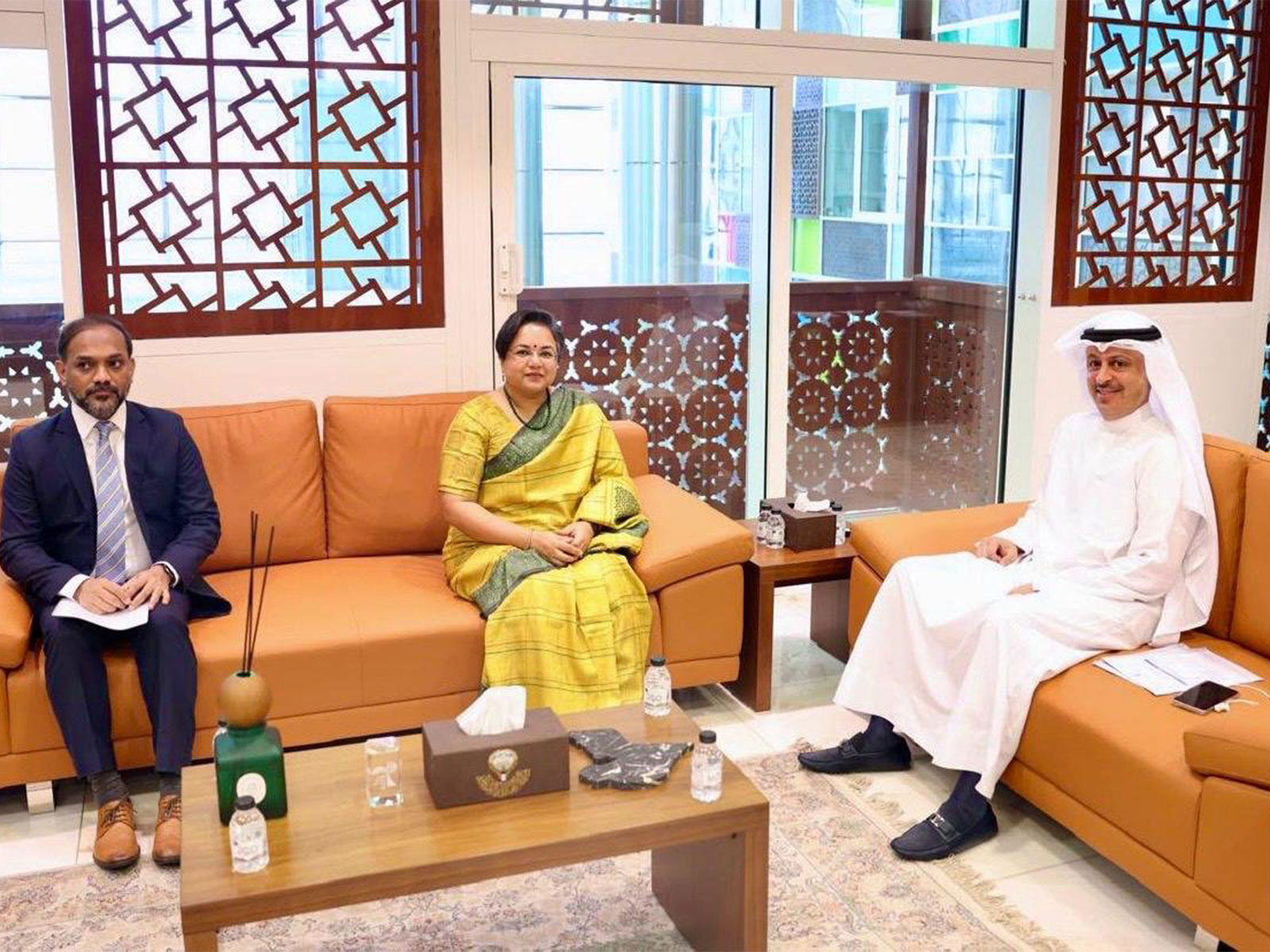 Indian Ambassador to Kuwait Paramitha Tripathi called on Kuwait's Minister of Commerce and Industry Osama Khaled Abdullah Bodai in Kuwait City to explore opportunities for strengthening bilateral ties. (Photo: X/@indembkwt)